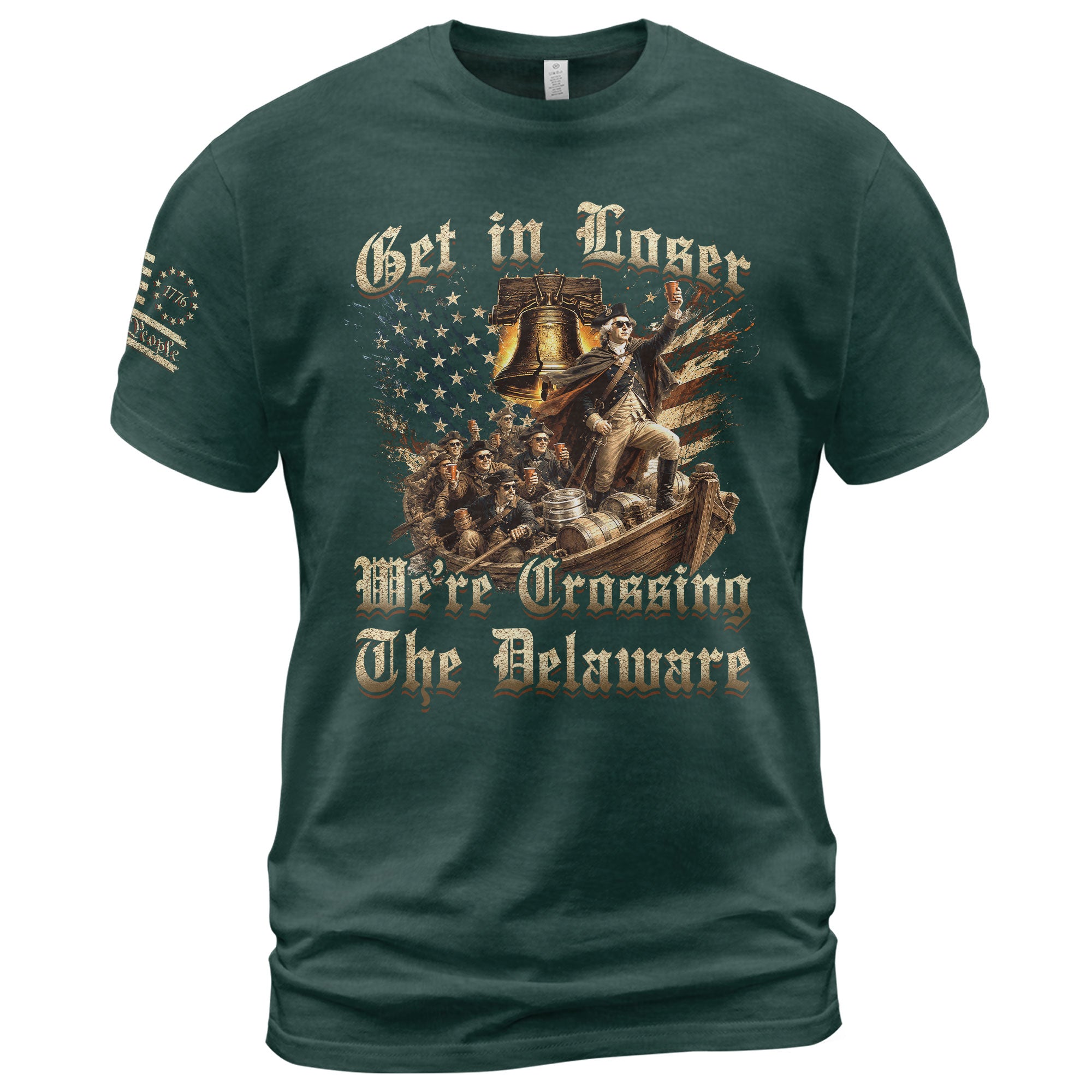 The Delaware Is Calling Graphic Tee - Funny Patriotic Historical George Washington Cotton Shirt - Rust Field Wear