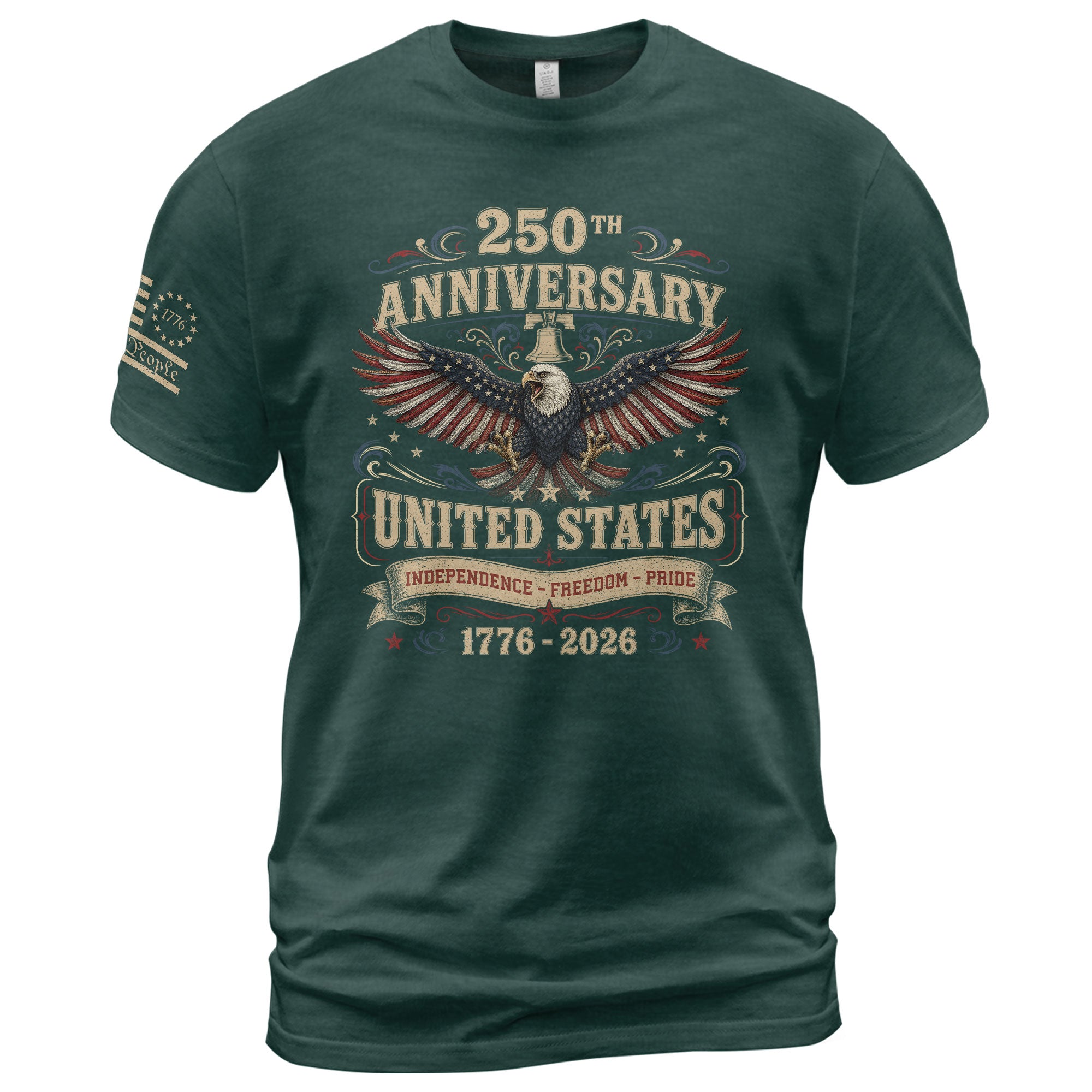 US 250th Anniversary Eagle Shirt 1776-2026 Patriotic Graphic Tee Independence Apparel - Rust Field Wear