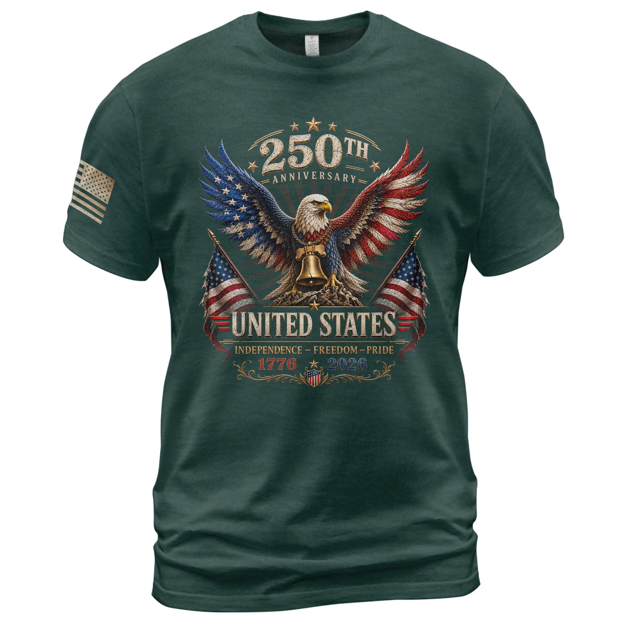 Patriotic Eagle Flag Shirt 250th Anniversary 1776-2026 United States Graphic Tee Apparel - Rust Field Wear