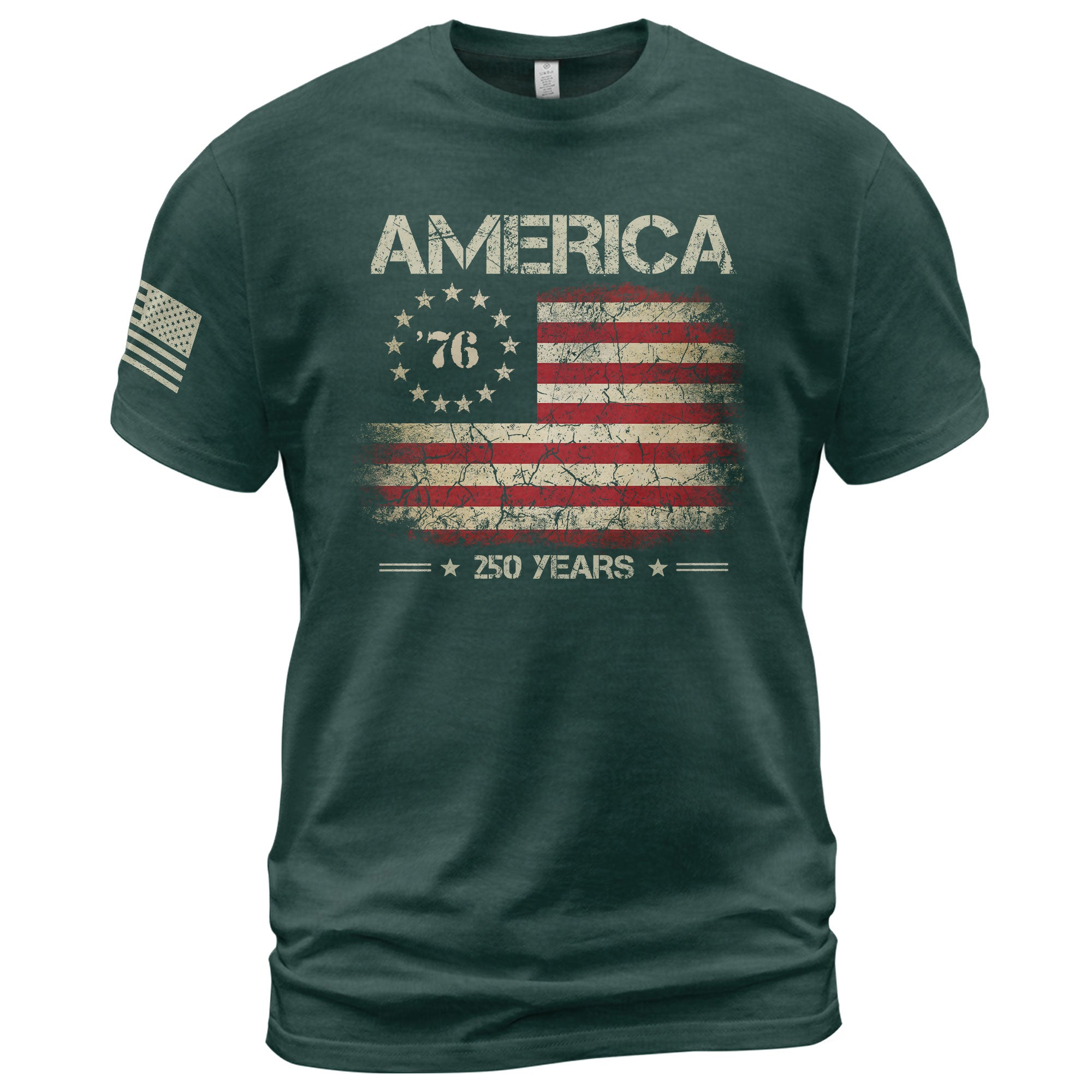 Vintage 1776 American Flag T-Shirt Patriotic Graphic Tee Men Women Casual Shirt - Rust Field Wear