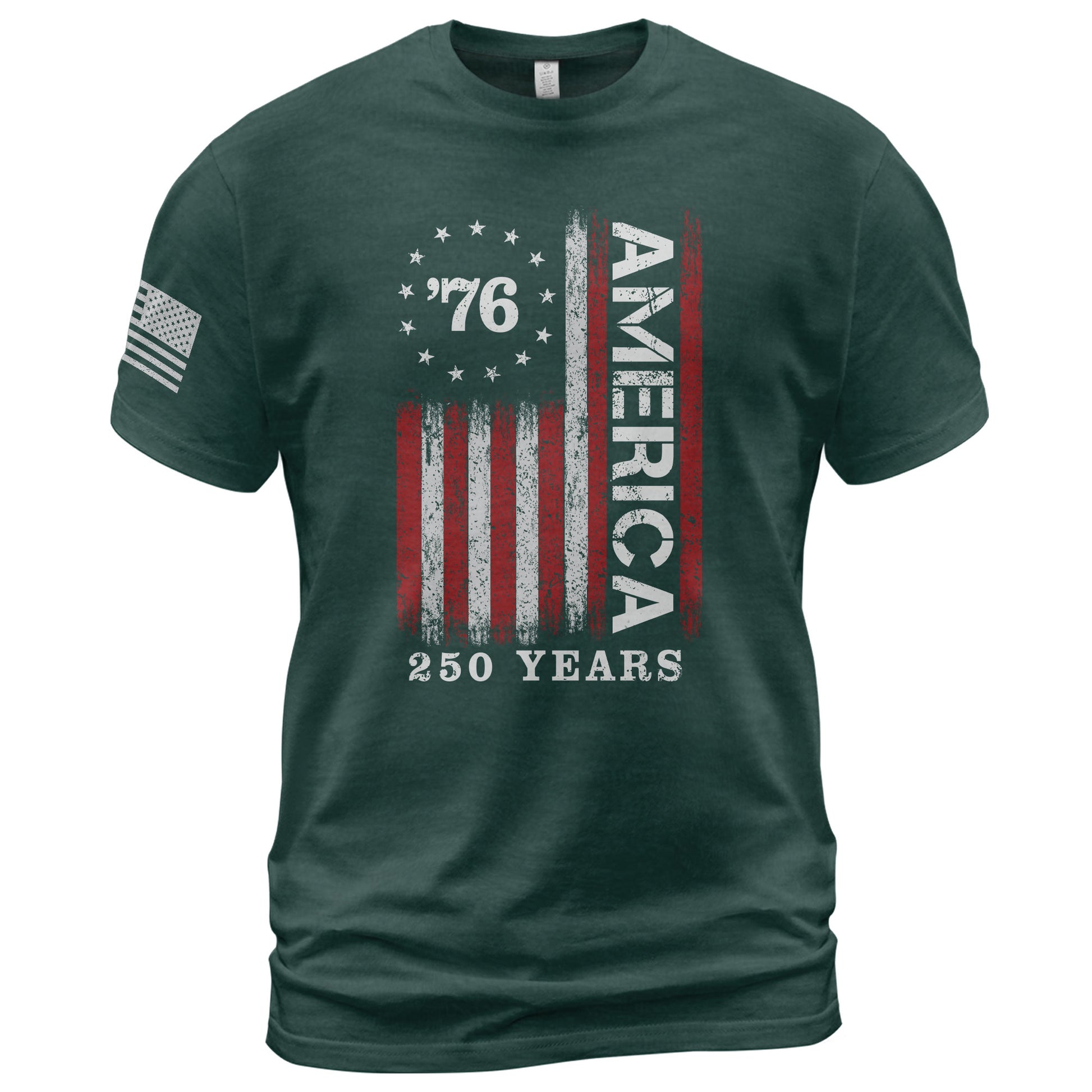 Classic Retro Style American Flag 76 Apparel Patriotic Graphic T-Shirt Holiday Wear - Rust Field Wear