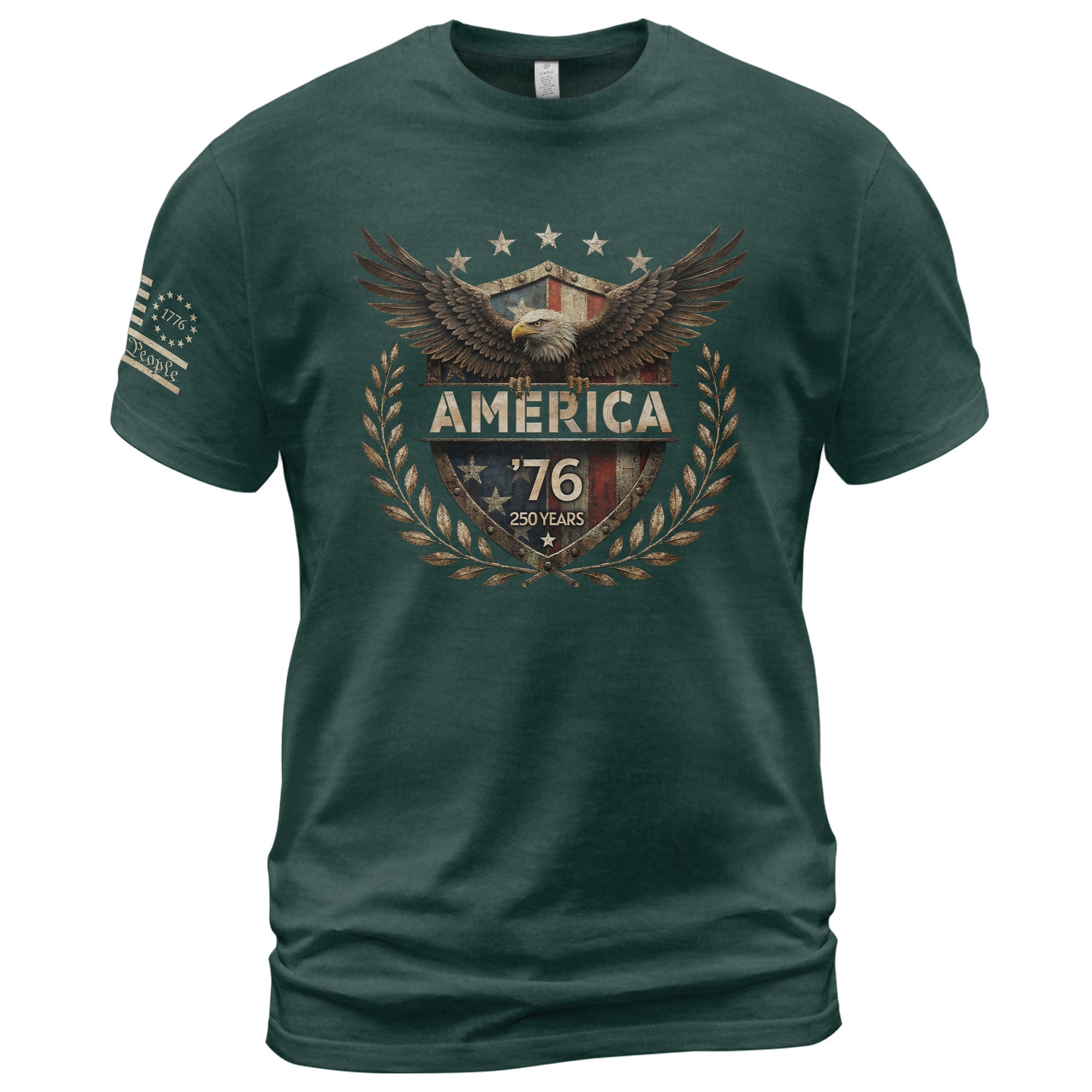 Patriotic America 76 Flag Shield Design T-Shirt Classic Vintage Graphic Tee Gift - Rust Field Wear