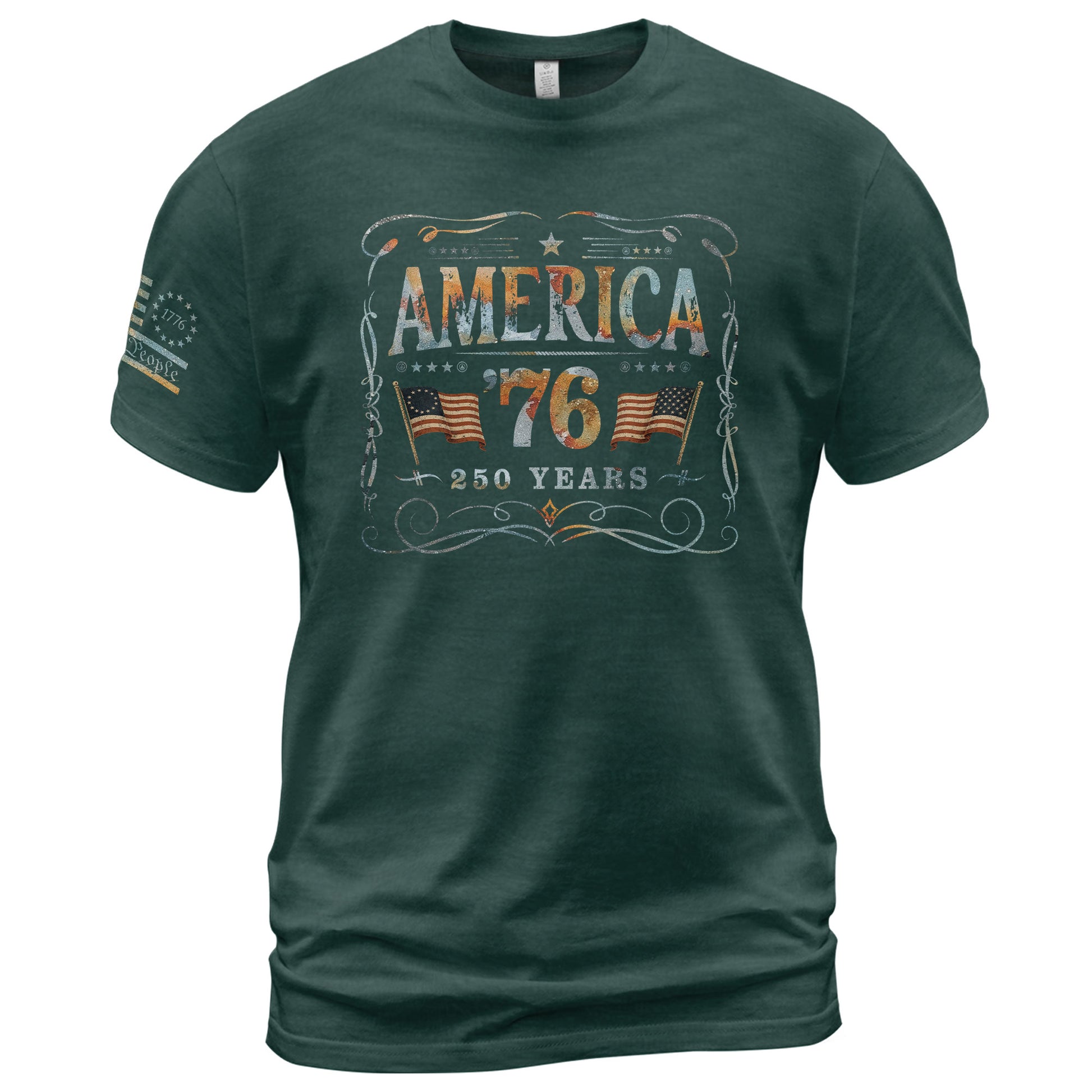 American Pride 76 T-Shirt Vintage Patriotic Graphic Design Casual Birthday Gift - Rust Field Wear