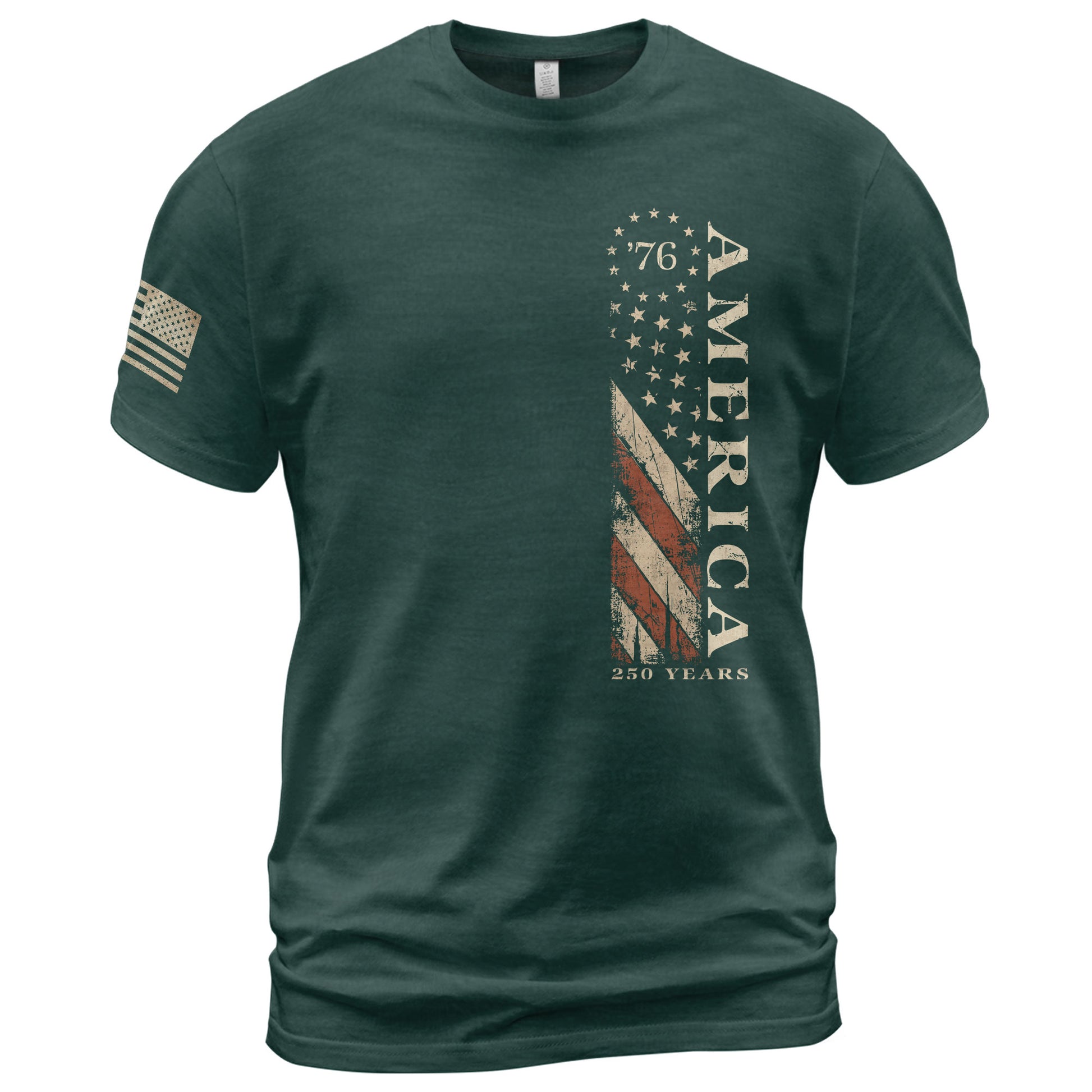 Vertical Flag America 76 T-Shirt Patriotic Vintage Style Graphic Tee Casual Shirt - Rust Field Wear