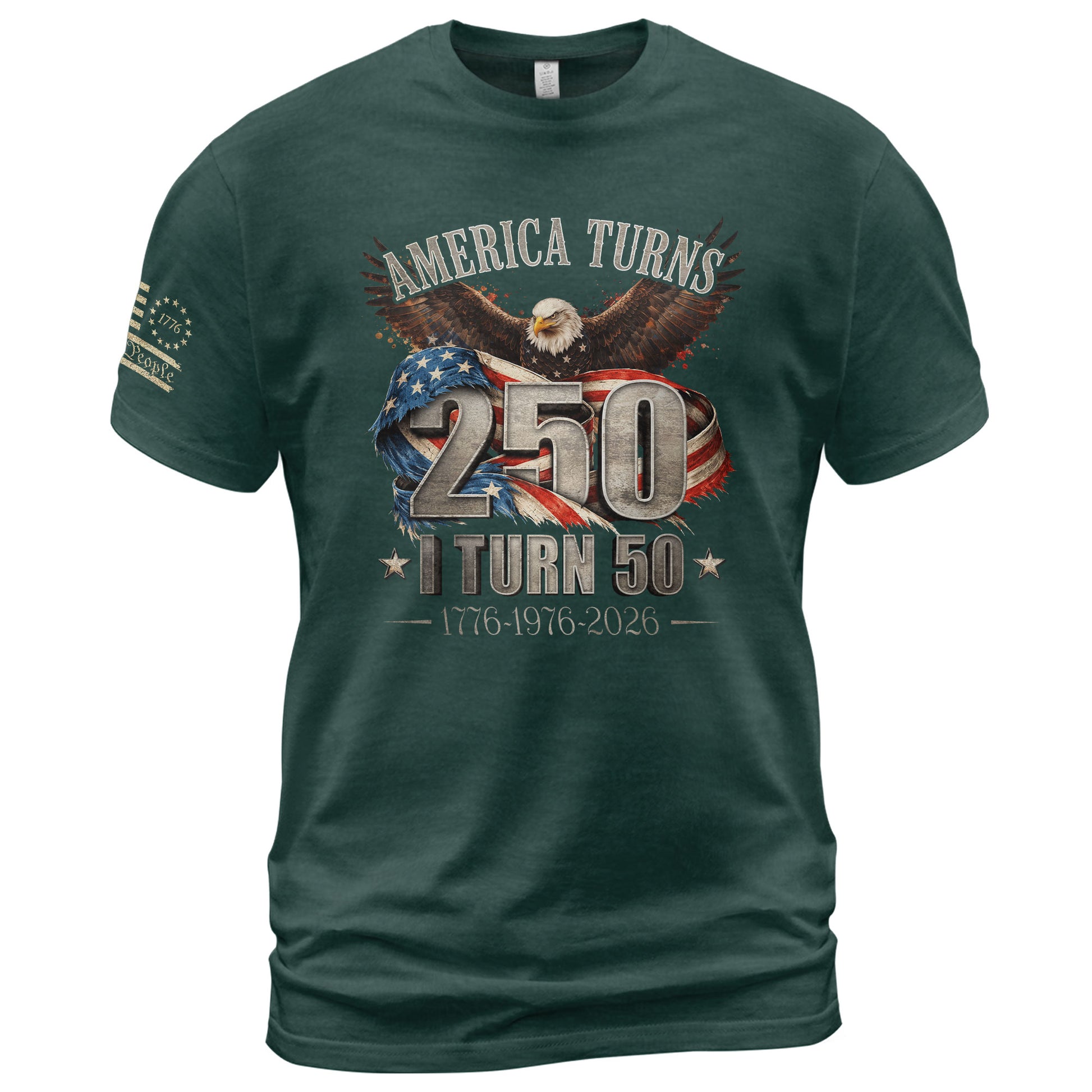 America Turns 250 I Turn 50 Shirt 1976 Vintage 50th Birthday Eagle Patriotic Tee Gift - Rust Field Wear
