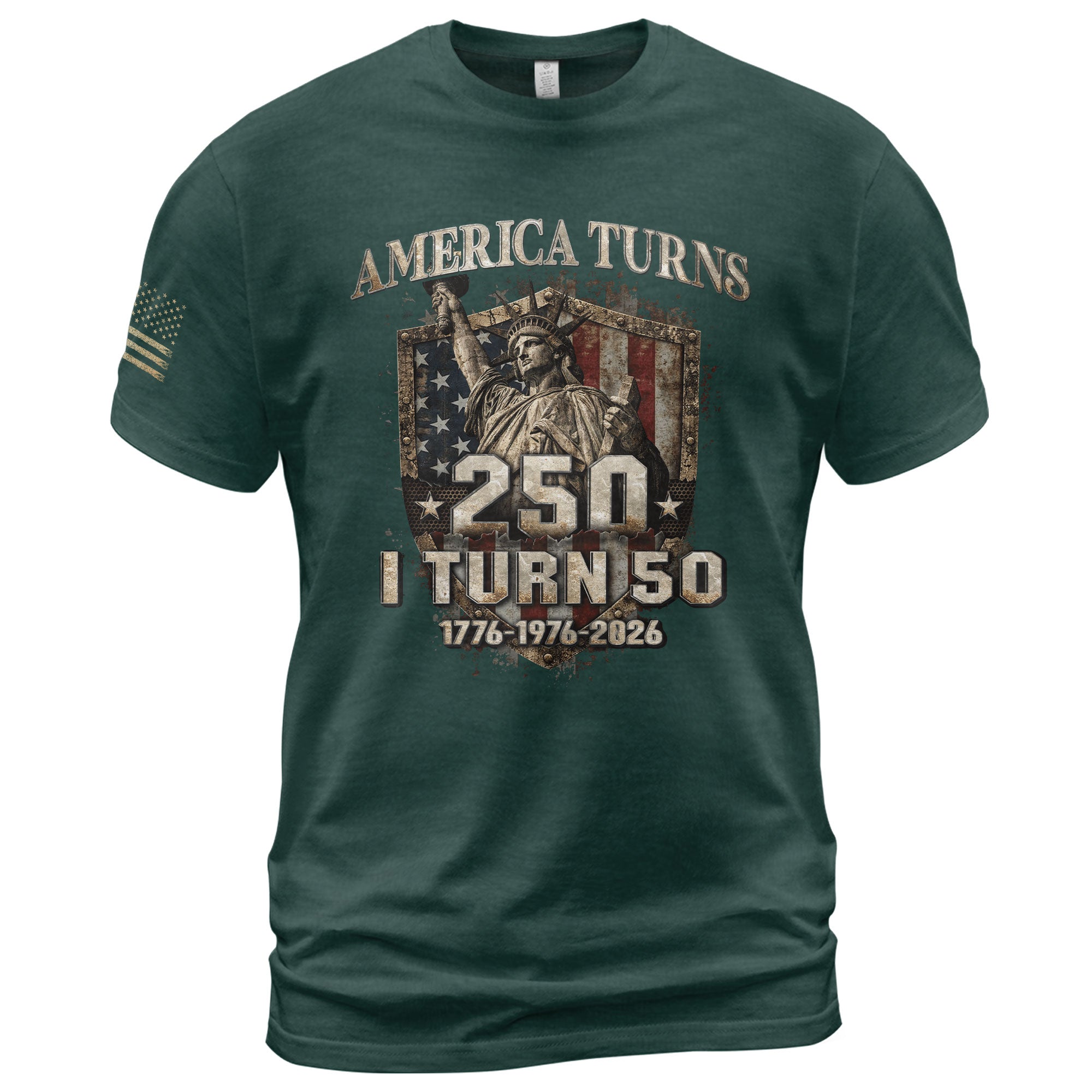 America Turns 250 I Turn 50 Shirt 1976 50th Birthday Statue of Liberty Patriotic Tee - Rust Field Wear