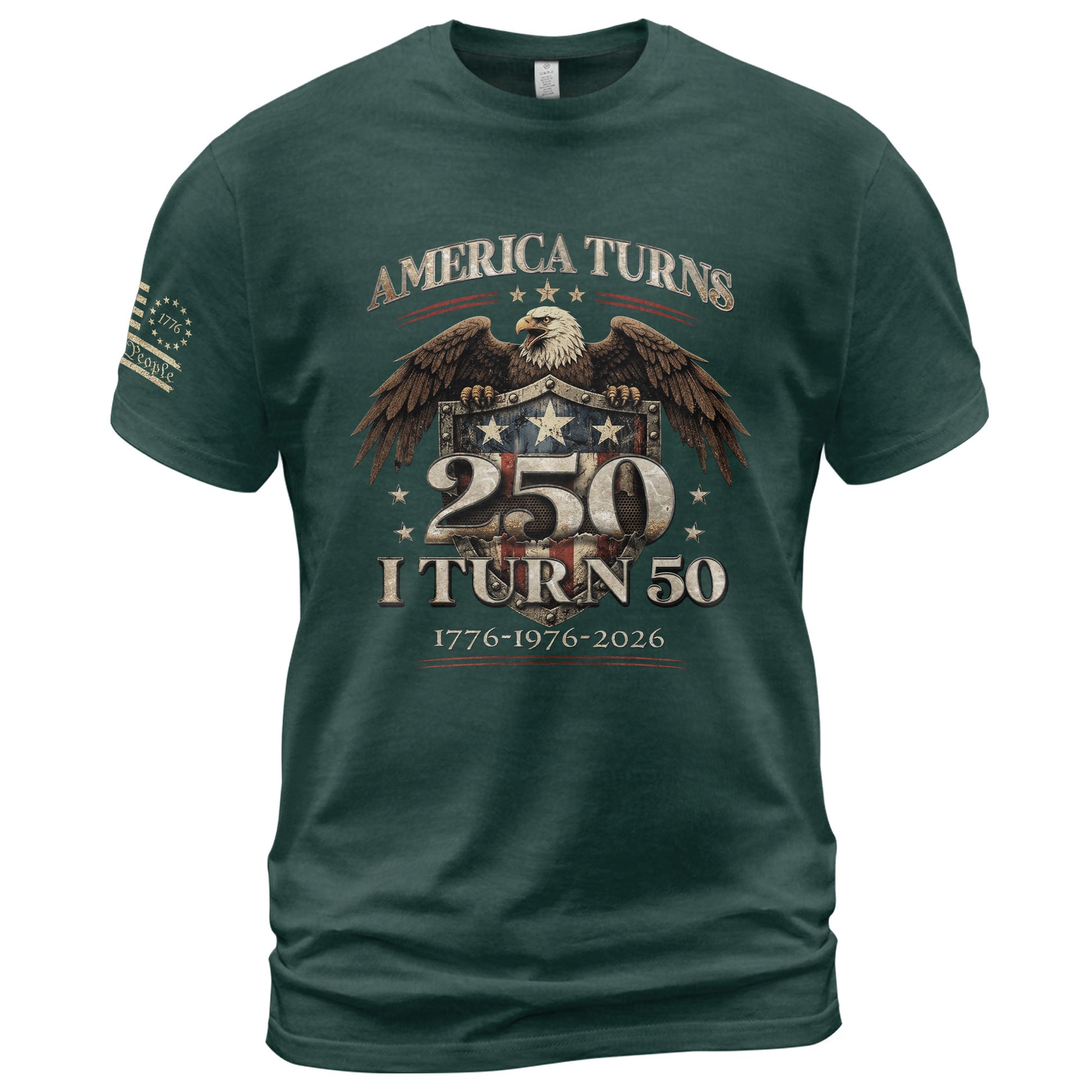 50th Birthday T-Shirt 1976 Vintage Eagle Graphic Tee Patriotic Gift for Men Women 2026 - Rust Field Wear