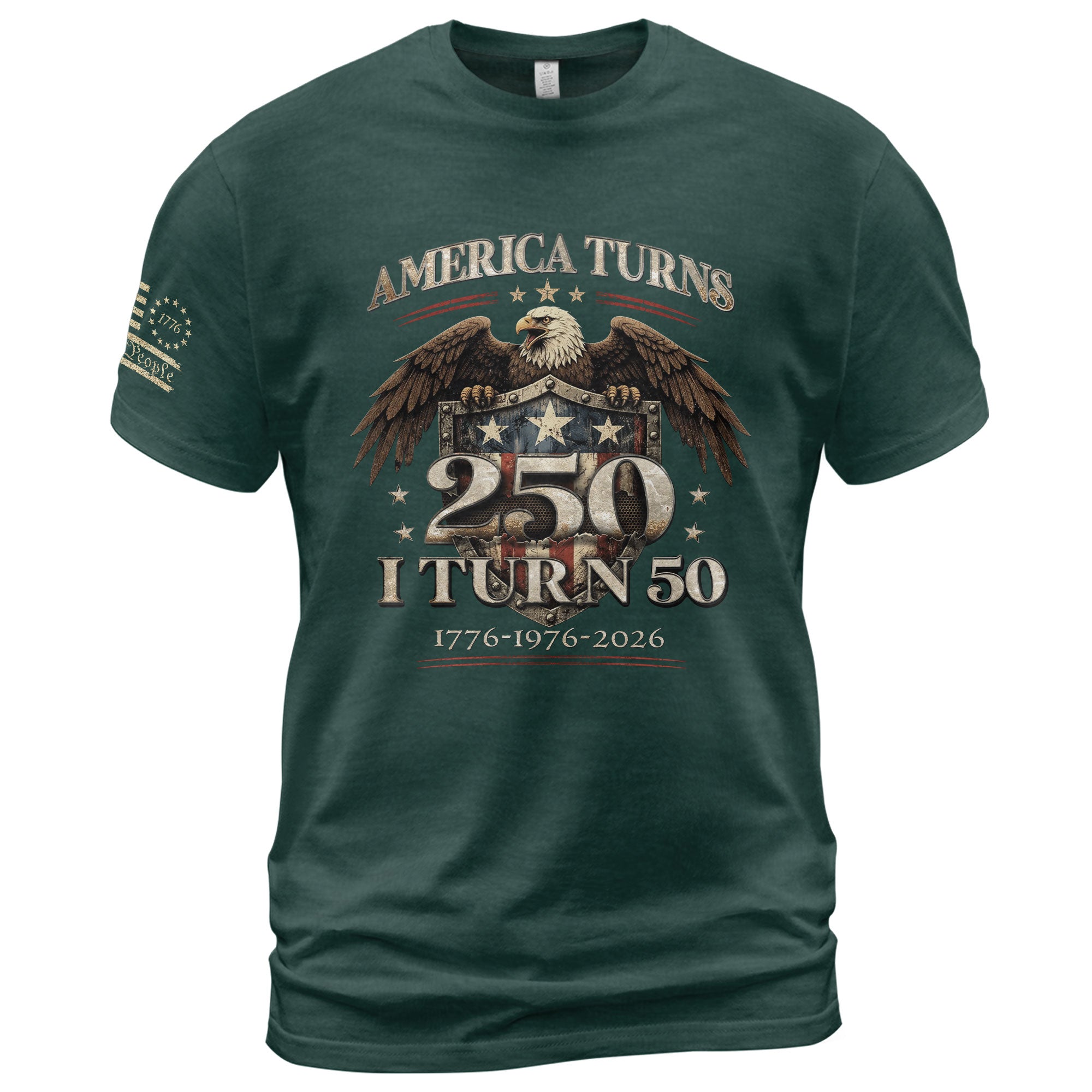 50th Birthday T-Shirt 1976 Vintage Eagle Graphic Tee Patriotic Gift for Men Women 2026 - Rust Field Wear