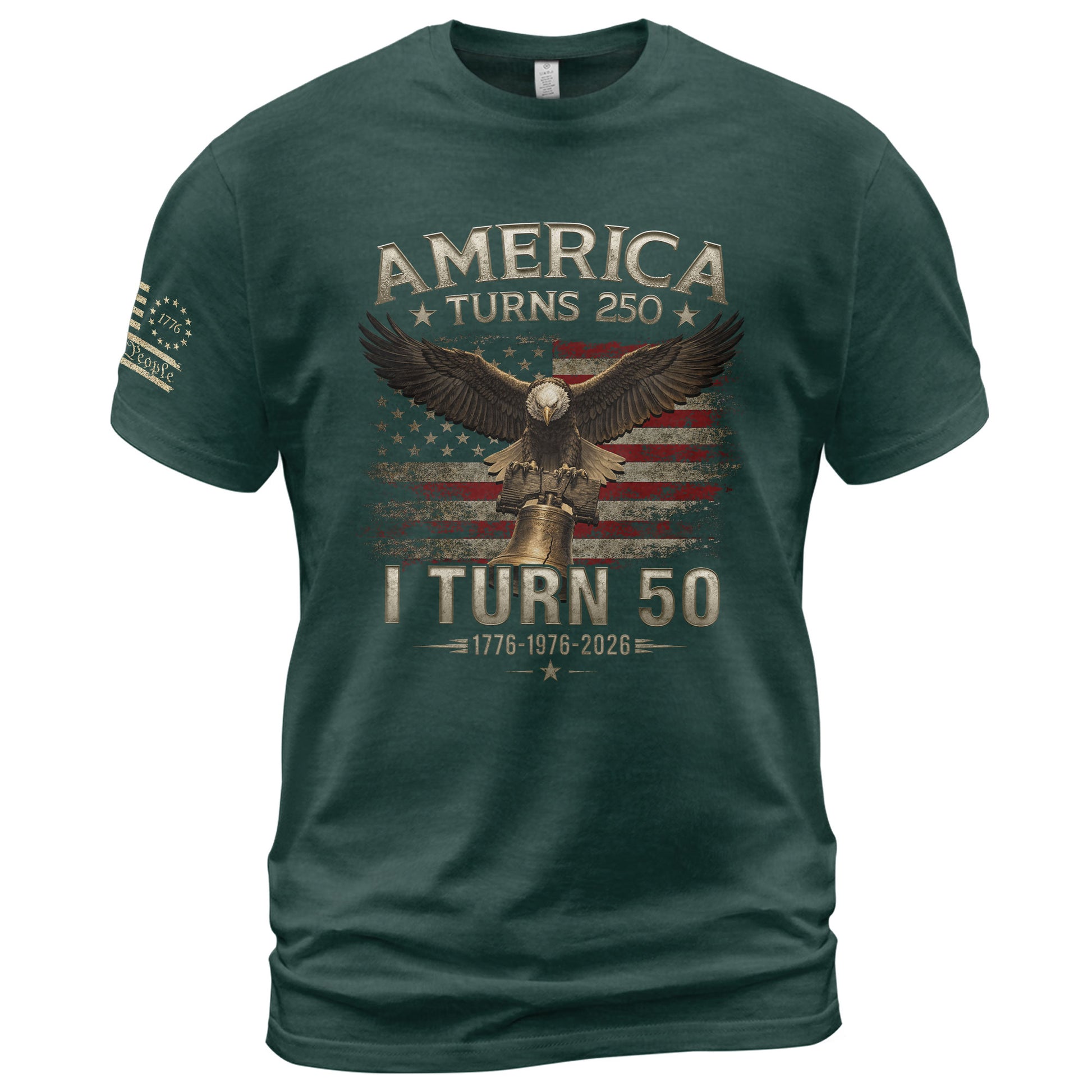 Vintage 1976 Birthday T-Shirt Patriotic Eagle Bell Graphic 50th Gift Item For 2026 - Rust Field Wear