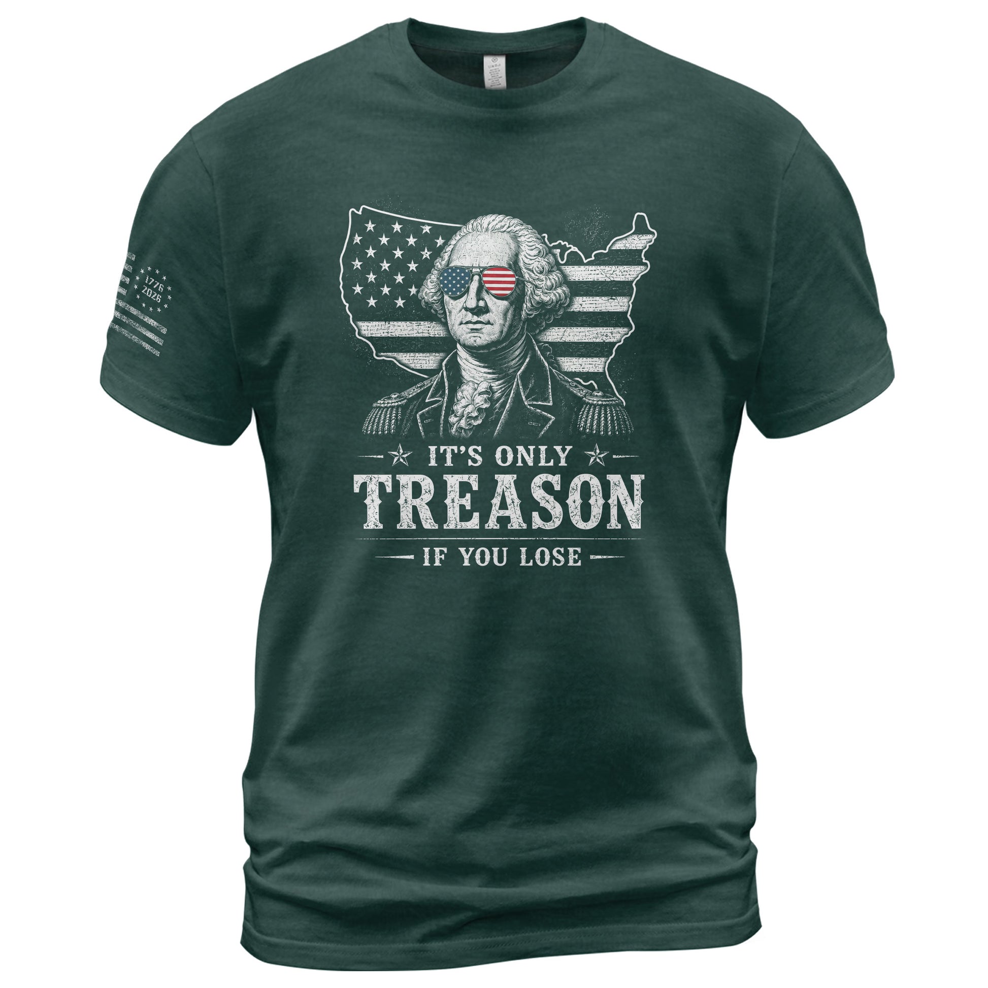 It's Only Treason If You Lose Shirt George Washington USA Map Patriotic 2D Graphic Tee - Rust Field Wear