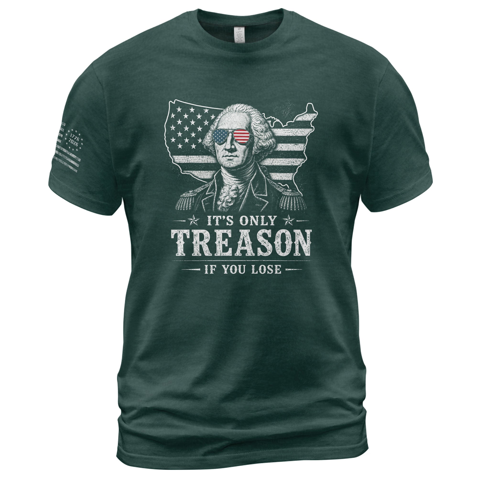 It's Only Treason If You Lose Shirt George Washington USA Map Patriotic 2D Graphic Tee - Rust Field Wear