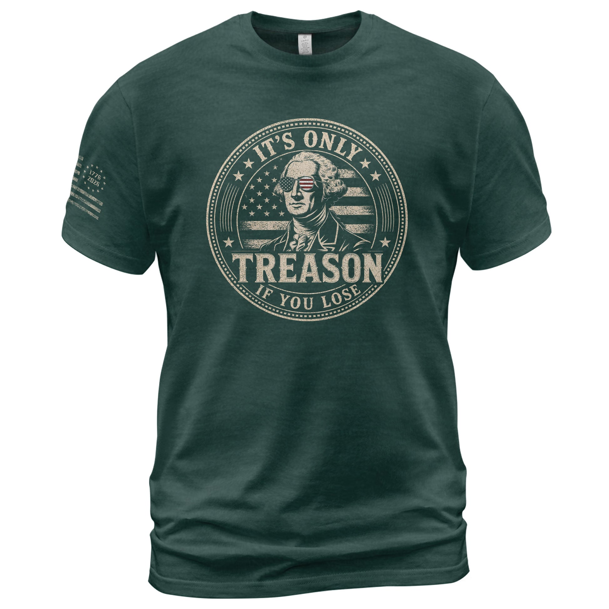 It's Only Treason If You Lose Shirt George Washington Circle Badge Patriotic 2D Graphic Tee - Rust Field Wear