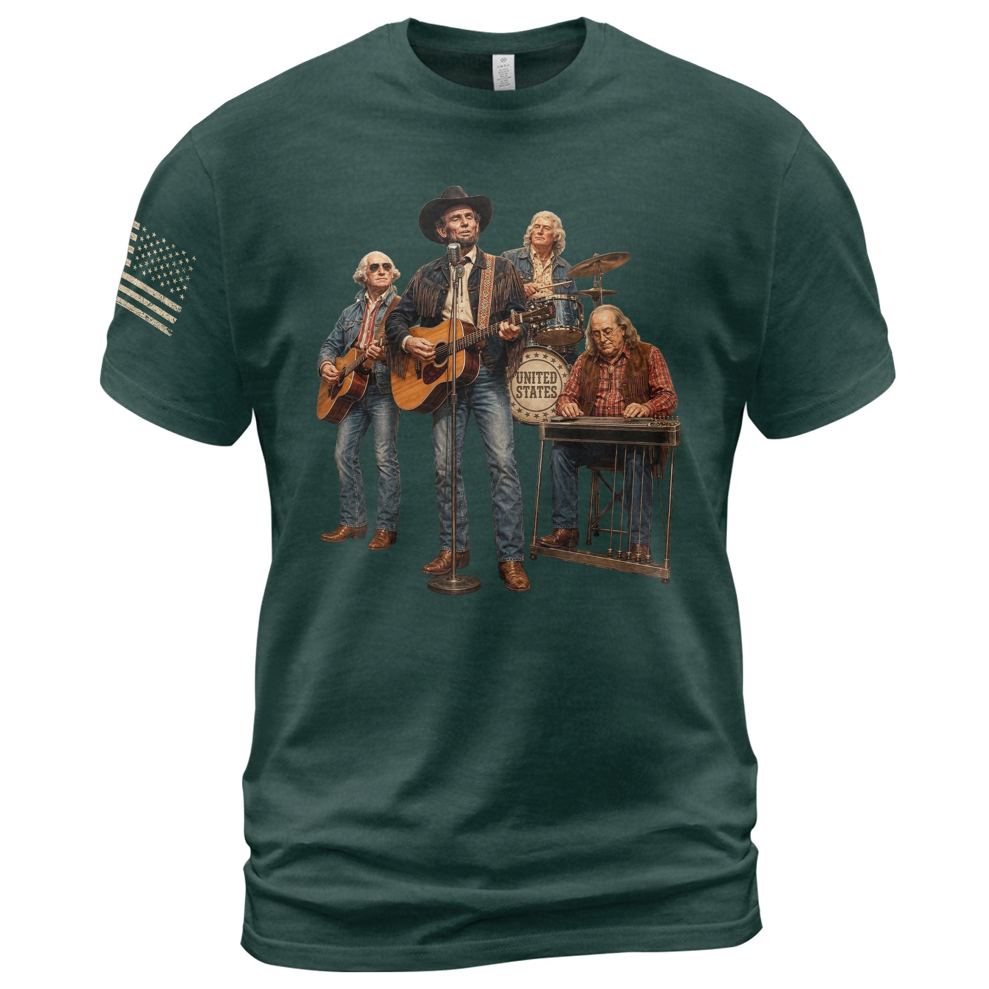 Abraham Lincoln Country Band T-Shirt - Patriotic Vintage Graphic Style Apparel - Rust Field Wear