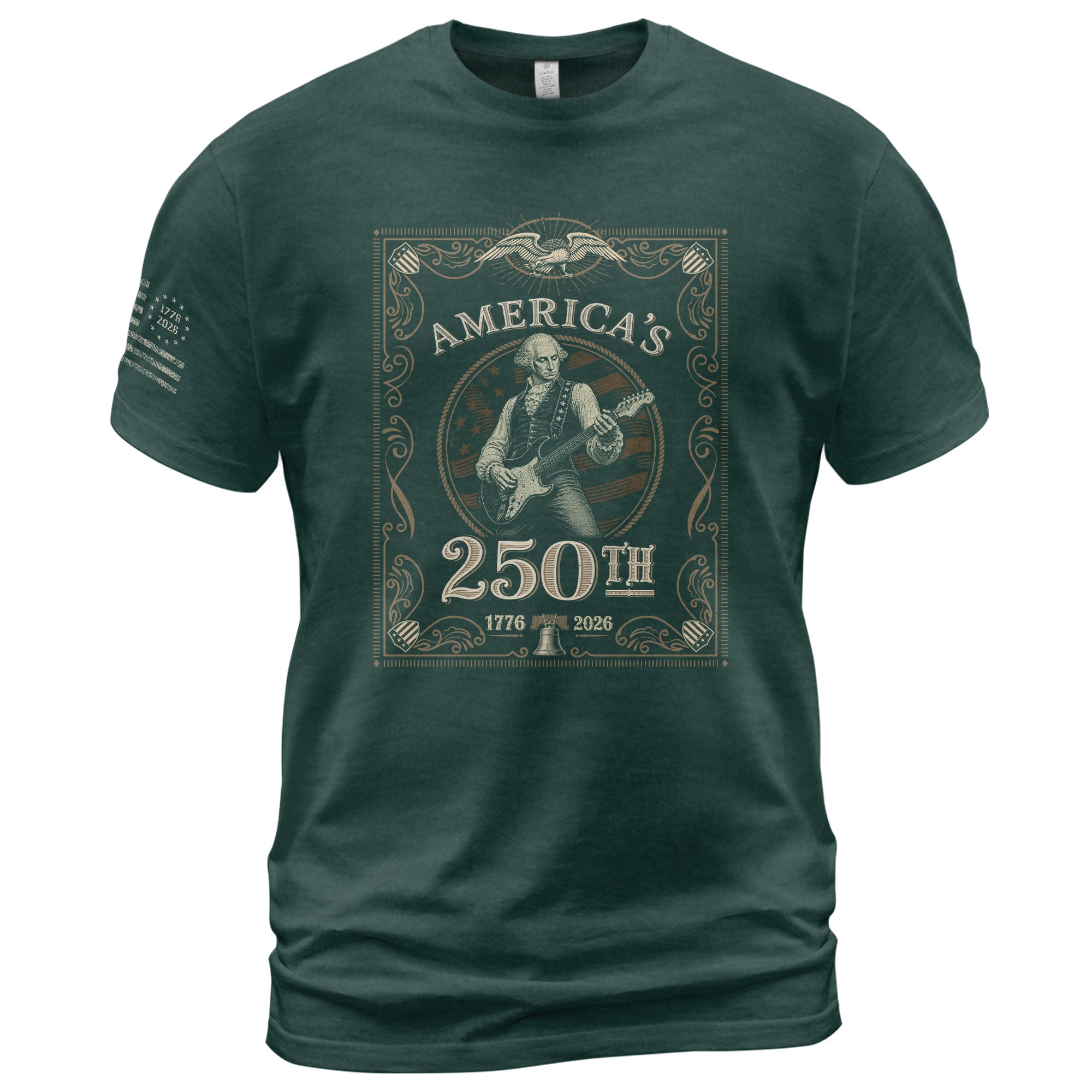 George Washington Playing Guitar 250 Years Patriotic Independence Day 2D Shirt - Rust Field Wear