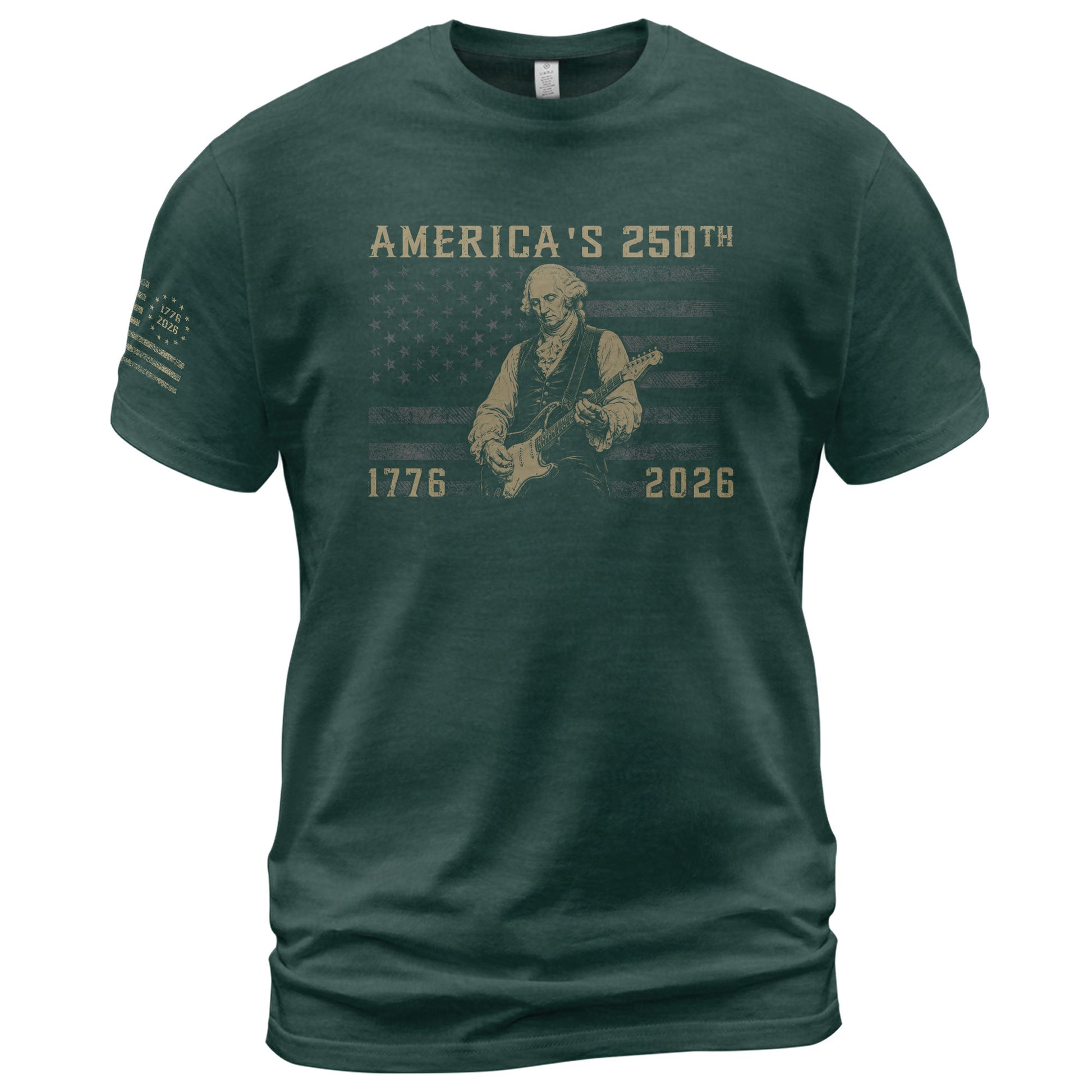 America's 250th George Washington Playing Guitar Patriotic Flag 1776-2026 Shirt - Rust Field Wear
