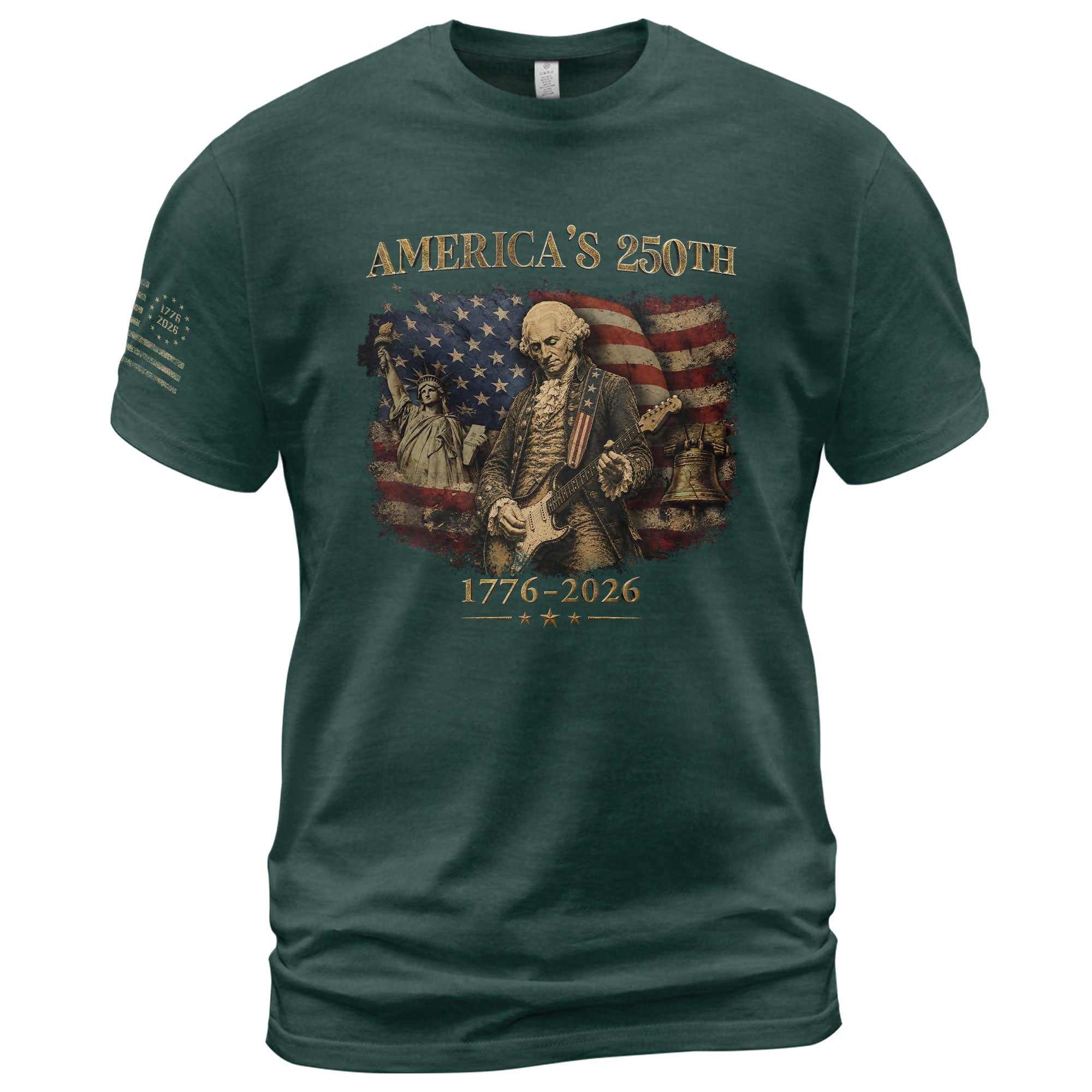 America's 250th George Washington Guitar Patriotic Flag 1776-2026 Independence Shirt - Rust Field Wear