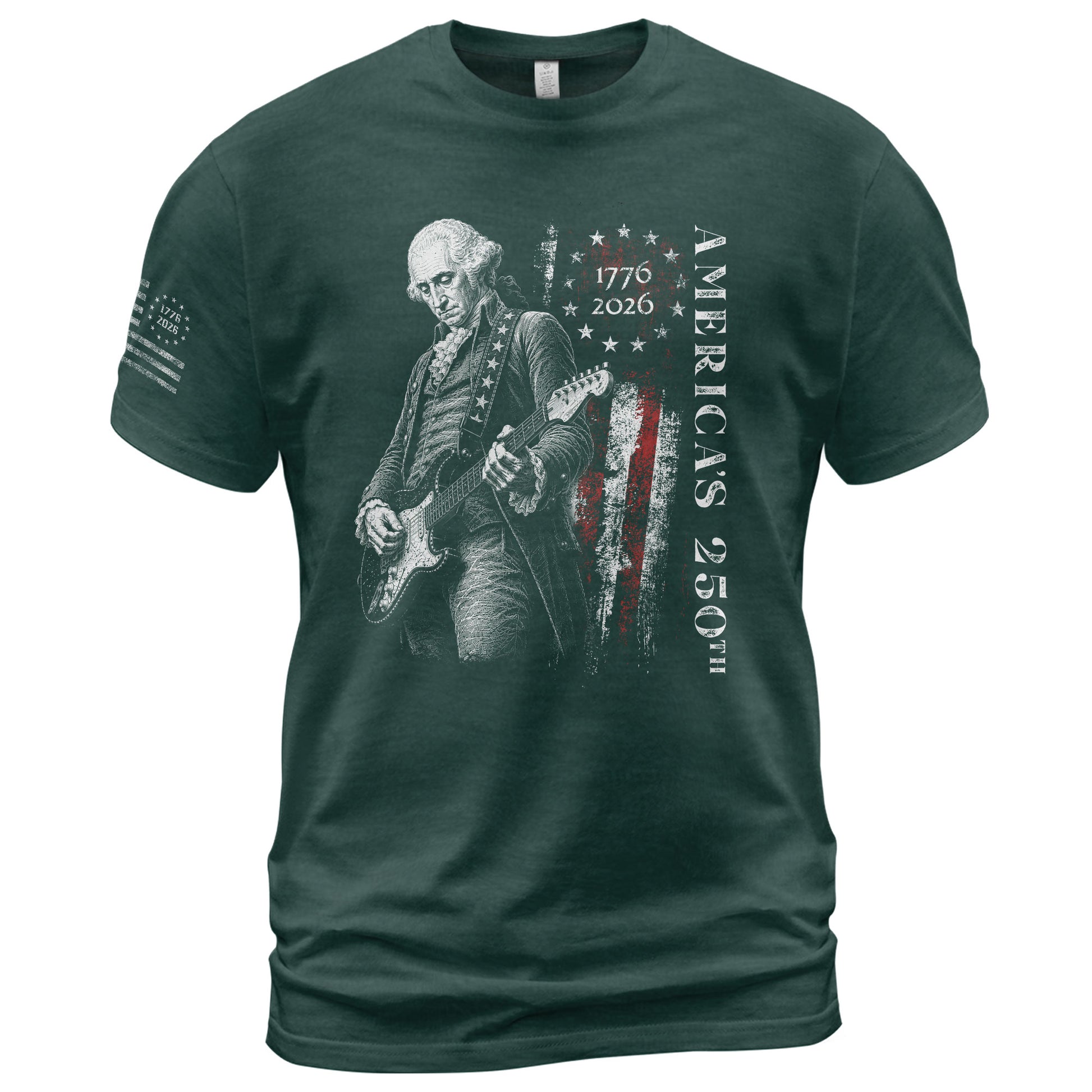 America's 250th George Washington Playing Guitar Patriotic Flag 1776-2026 T-Shirt - Rust Field Wear