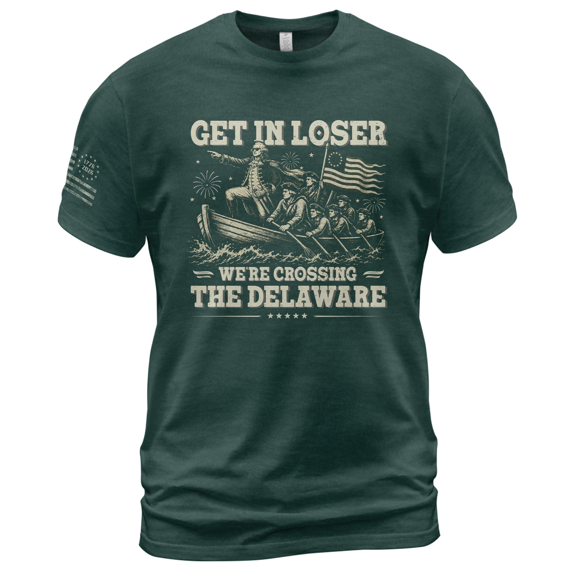 Get In Loser We're Crossing The Delaware Graphic Tee - Patriotic Washington History Shirt - Rust Field Wear