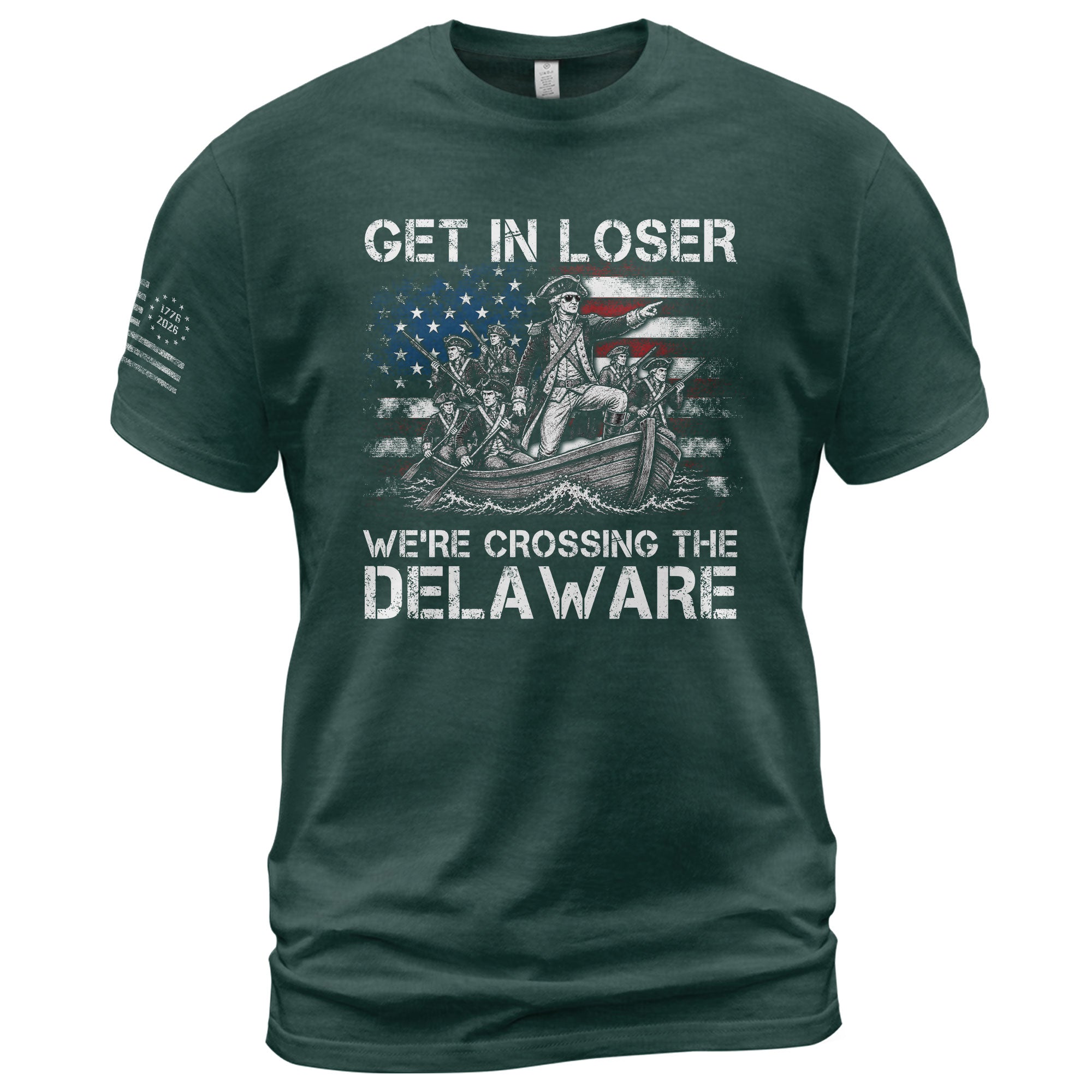 Washington Crossing The Delaware Graphic Tee - Get In Loser Patriotic History Shirt - Rust Field Wear