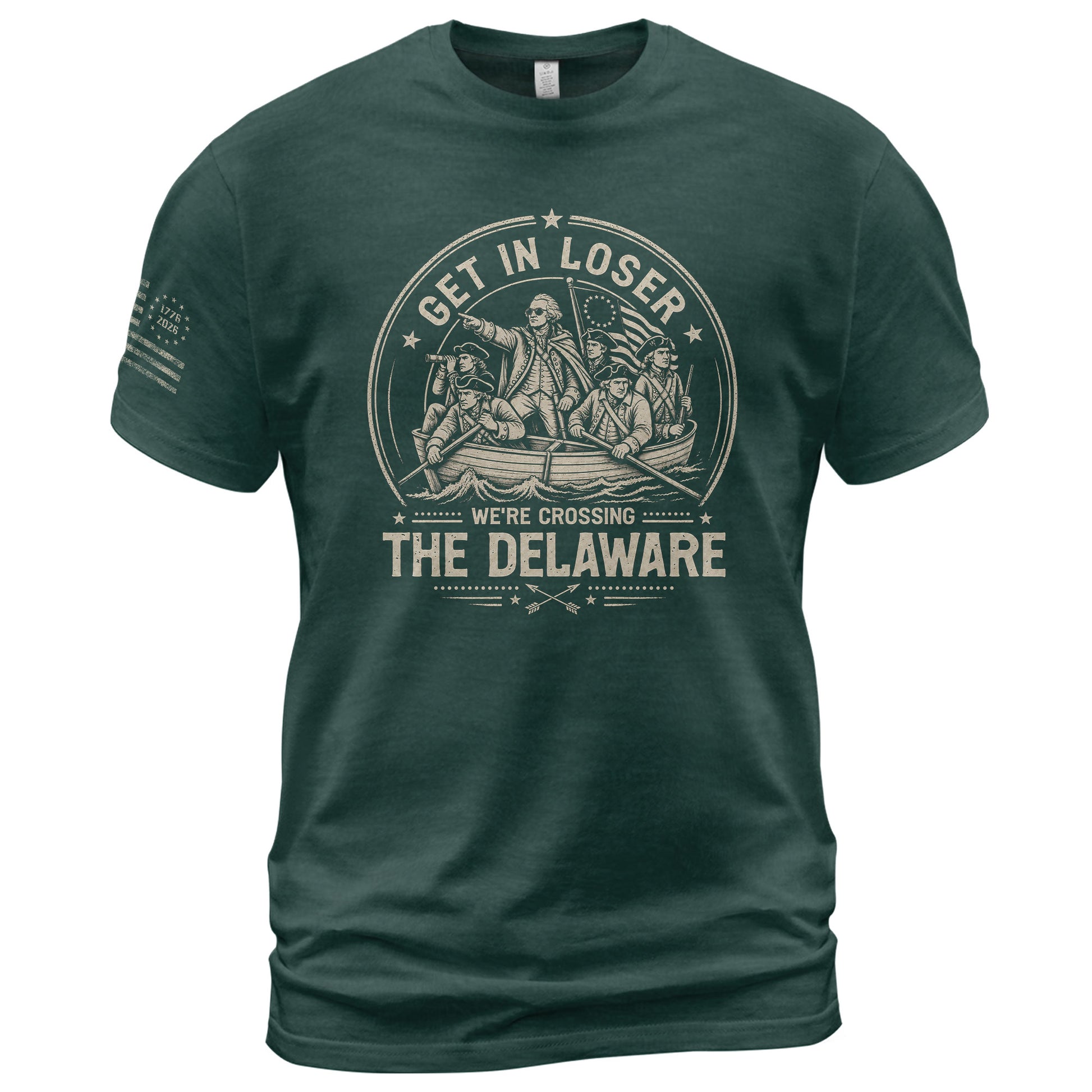 Historic River Crossing Tee - Get In Loser Washington Round Graphic Cotton Shirt - Rust Field Wear