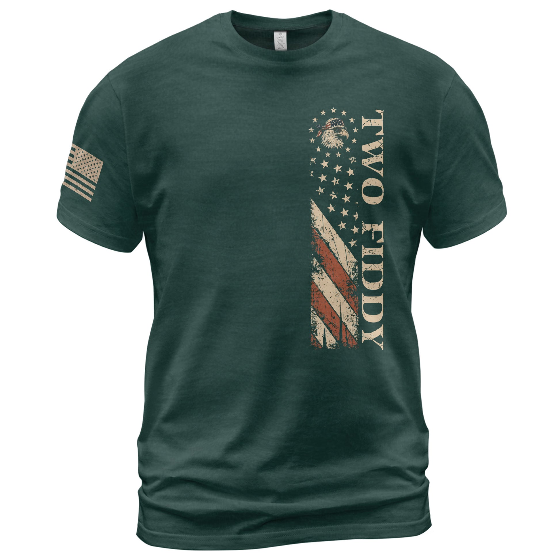 Two Fiddy Vertical Flag Graphic Tee - Minimalist Patriotic 250th Anniversary Cotton Shirt - Rust Field Wear