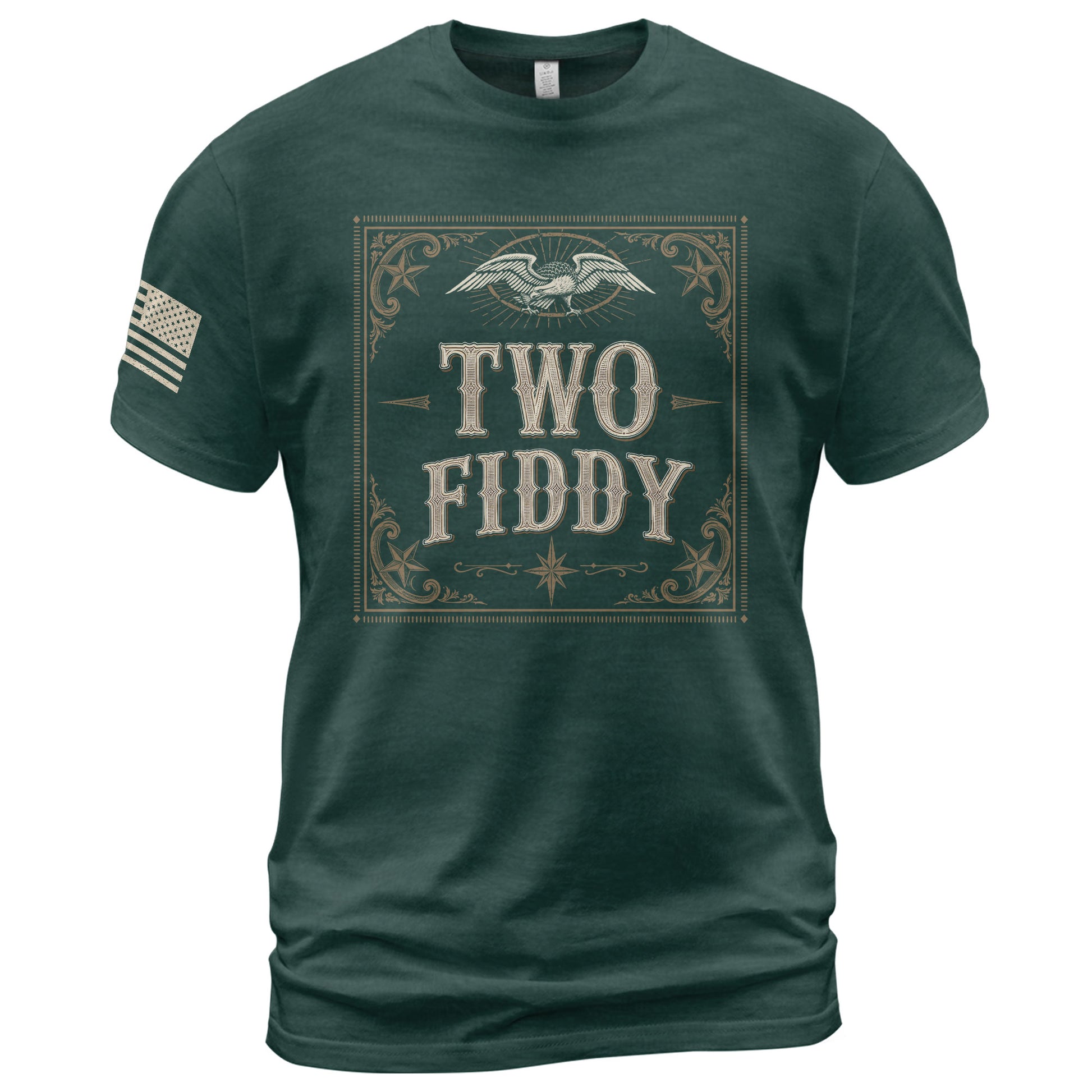 Two Fiddy Vintage Emblem Graphic Tee - Elegant 250th Anniversary Heritage Cotton Shirt - Rust Field Wear