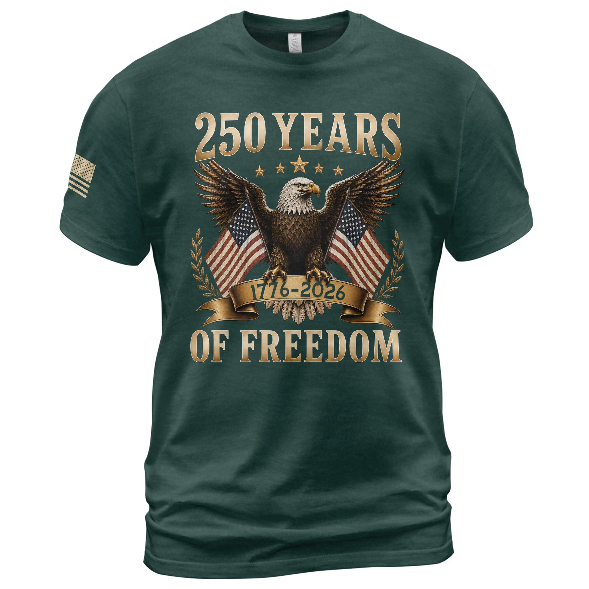 250 Years Of Freedom Graphic Tee - Classic Patriotic Eagle American Flag Cotton Shirt - Rust Field Wear