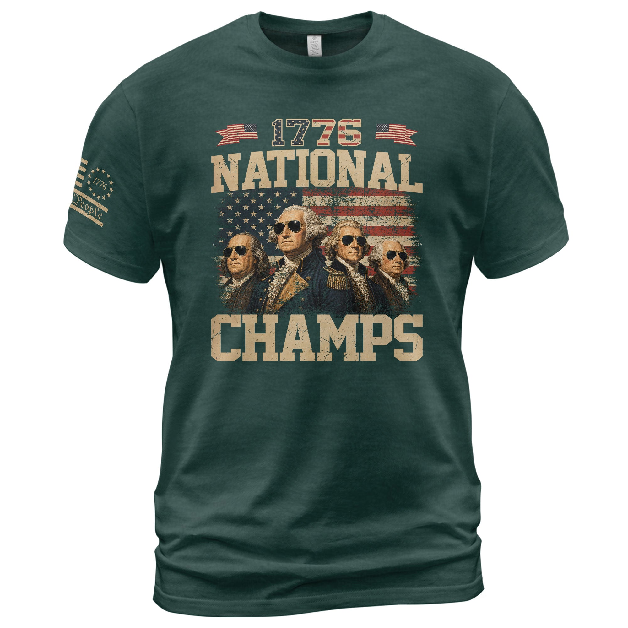 1776 National Champs Graphic T-Shirt Patriotic Founding Fathers Vintage Style Casual Tee - Rust Field Wear