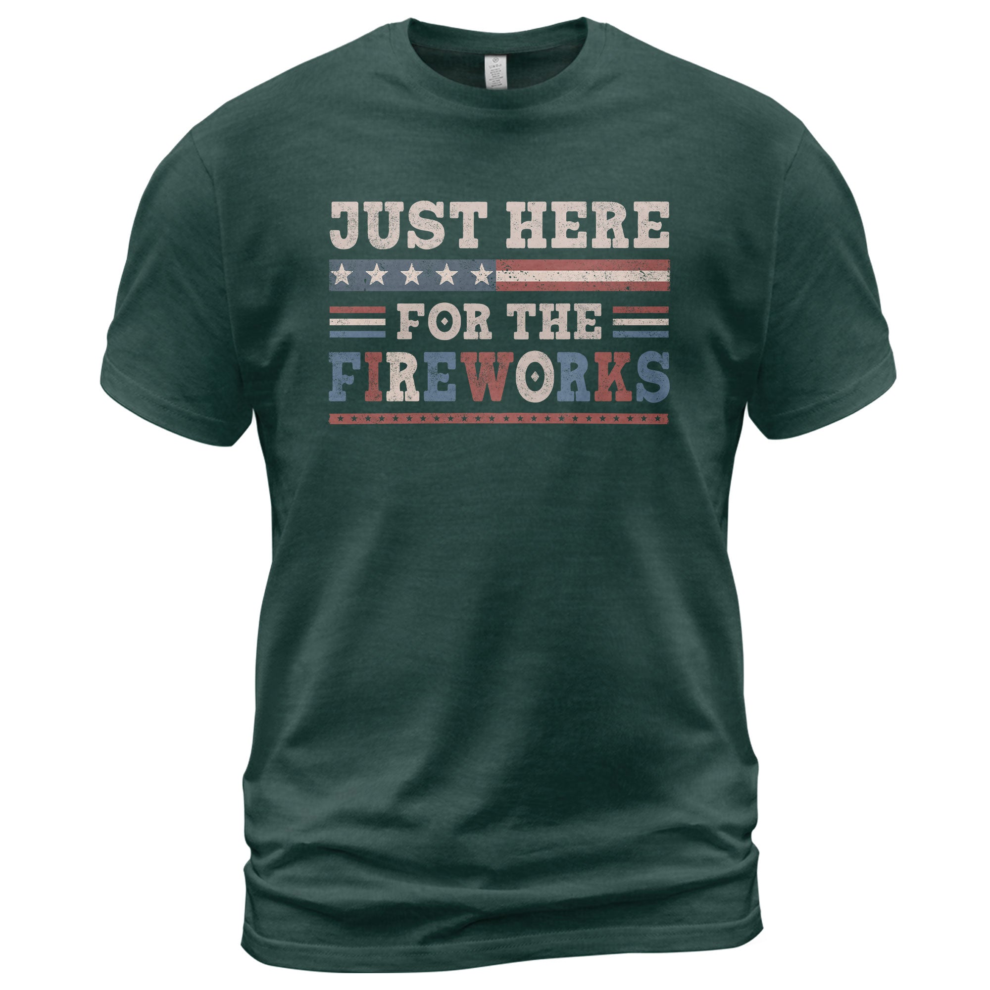 Just Here For The Fireworks Shirt Patriotic Vintage 4th of July Graphic Tee Gift - Rust Field Wear