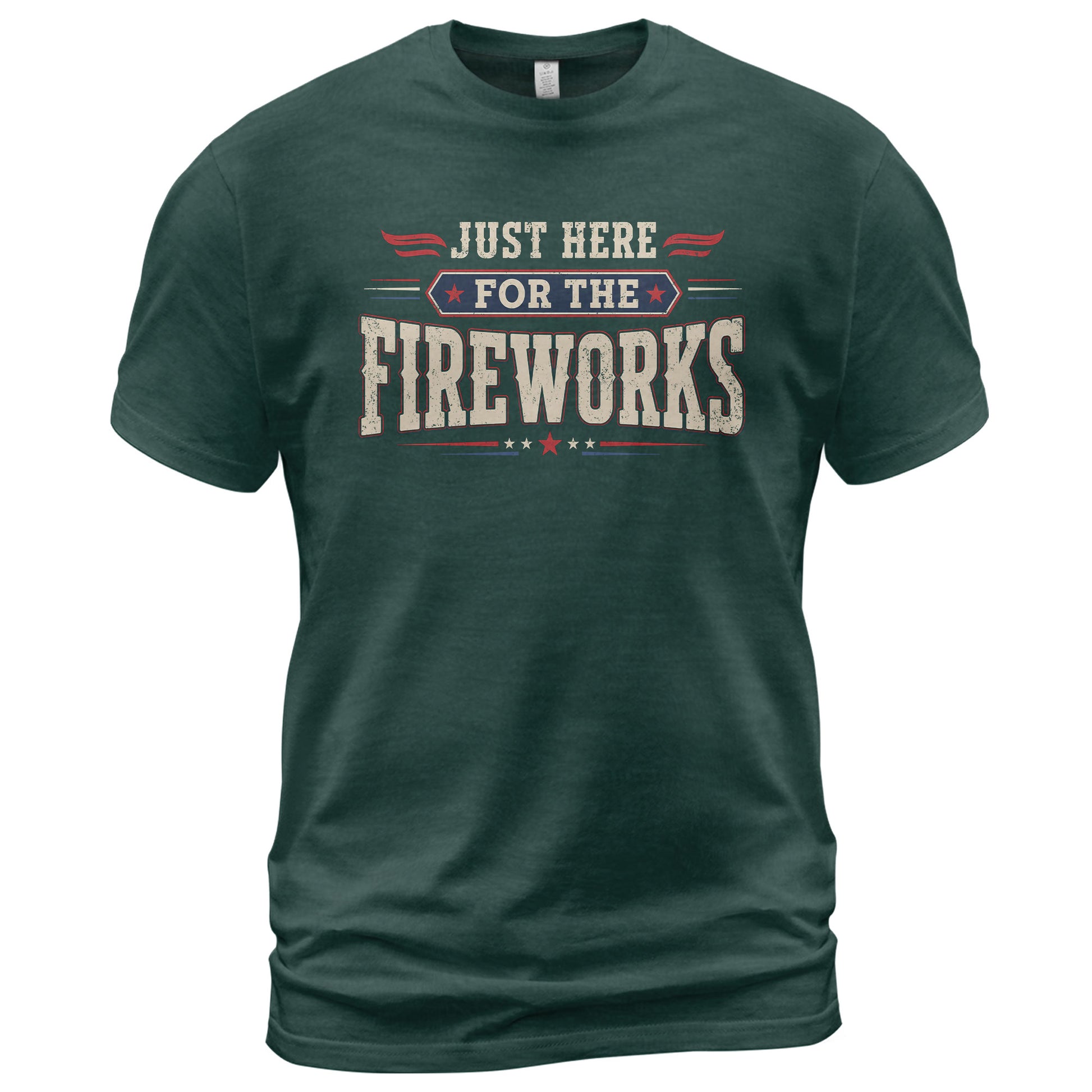 Just Here for The Fireworks T Shirt Funny Independence Day Celebration Apparel for Men - Rust Field Wear