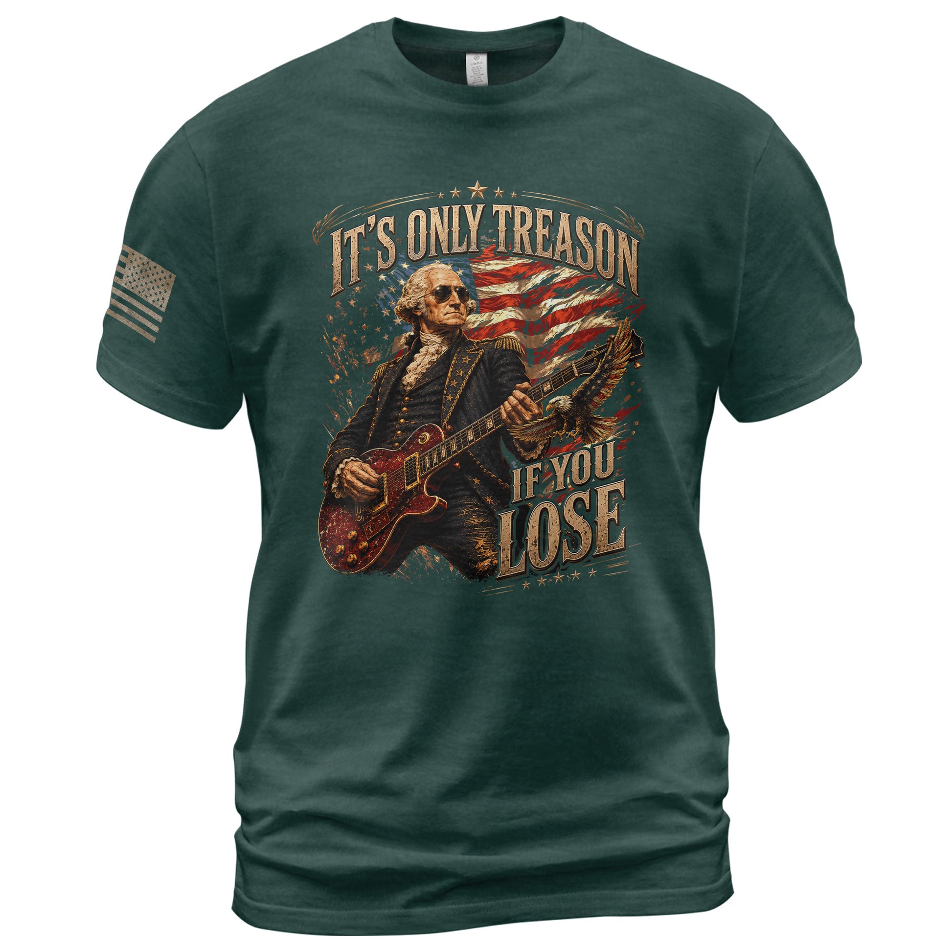 It’s Only Treason If You Lose T-Shirt - Patriotic George Washington Guitar Graphic Tee - Rust Field Wear