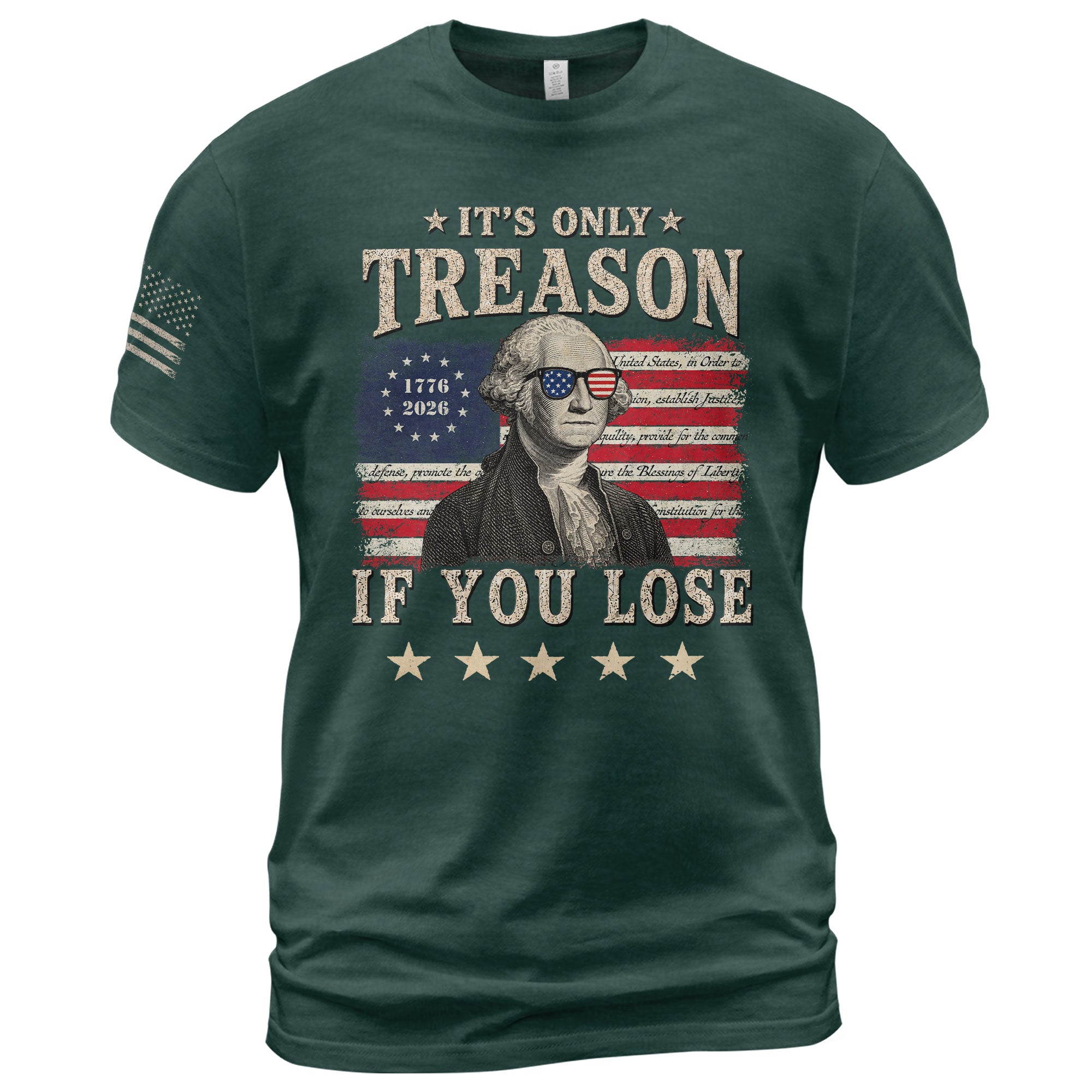It's Only Treason If You Lose T-Shirt George Washington Patriotic Flag Graphic Tee - Rust Field Wear