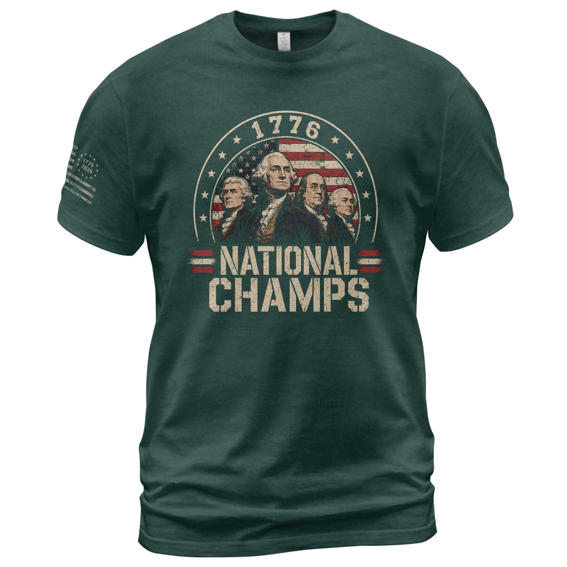 1776 National Champs Graphic Tee - Patriotic Founding Fathers American Flag Shirt - Rust Field Wear