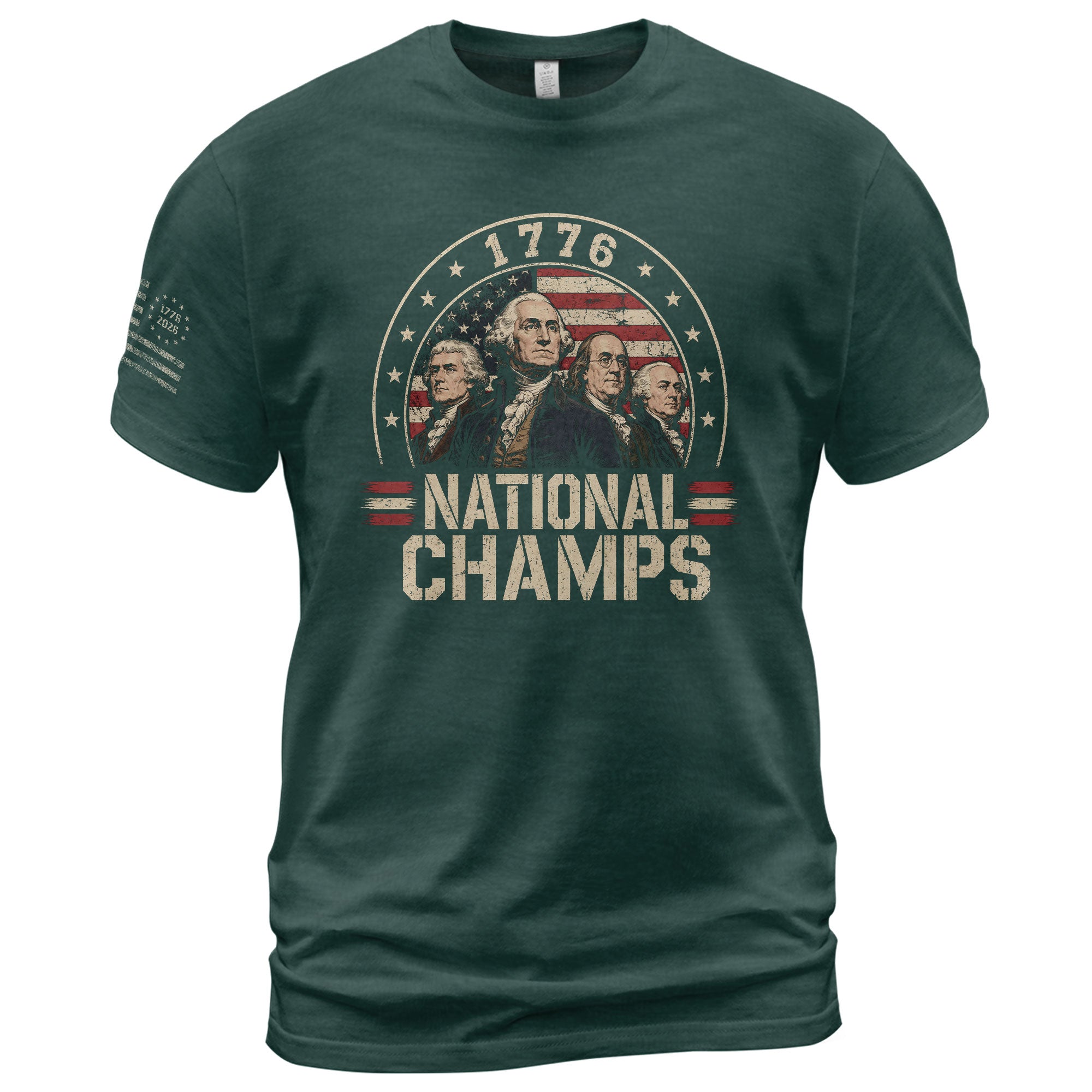 1776 National Champs Graphic Tee - Patriotic Founding Fathers American Flag Shirt - Rust Field Wear