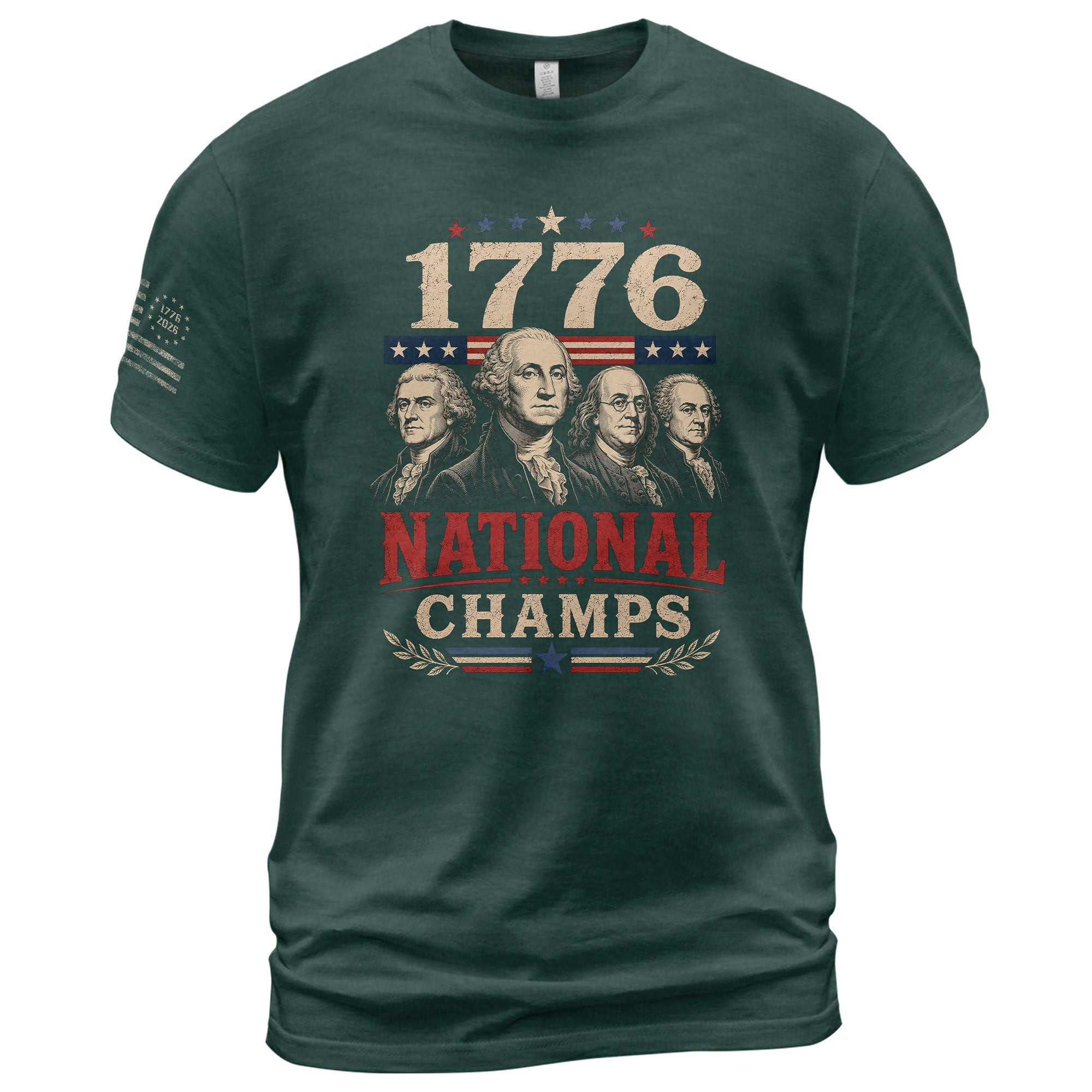 Founding Fathers Graphic Apparel - 1776 National Champs Patriotic Navy T-Shirt - Rust Field Wear