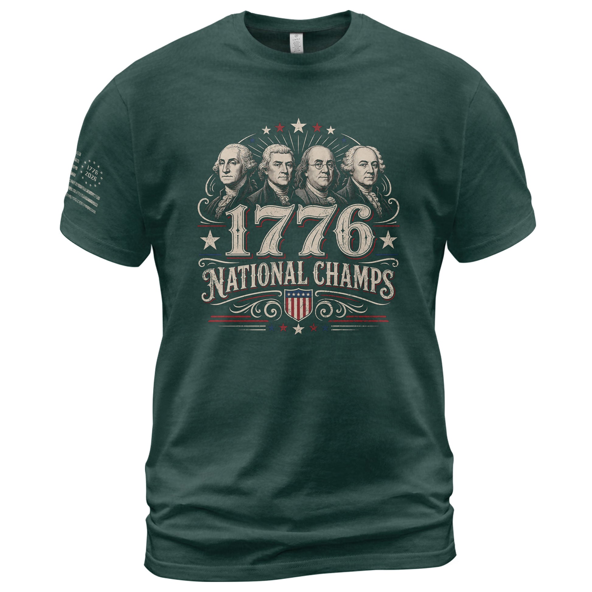 American History Graphic T-Shirt - 1776 National Champs Founding Fathers Design - Rust Field Wear