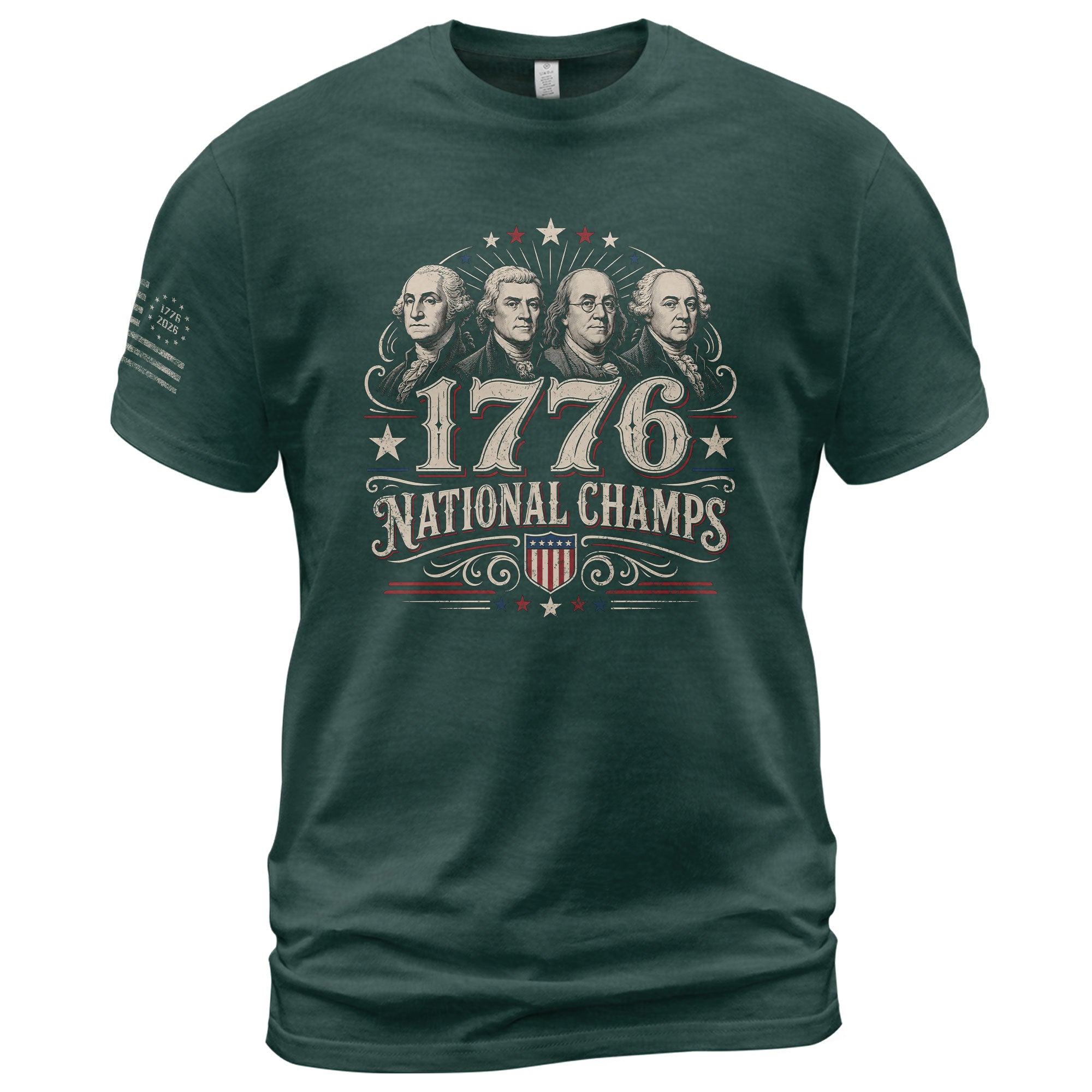 American History Graphic T-Shirt - 1776 National Champs Founding Fathers Design - Rust Field Wear