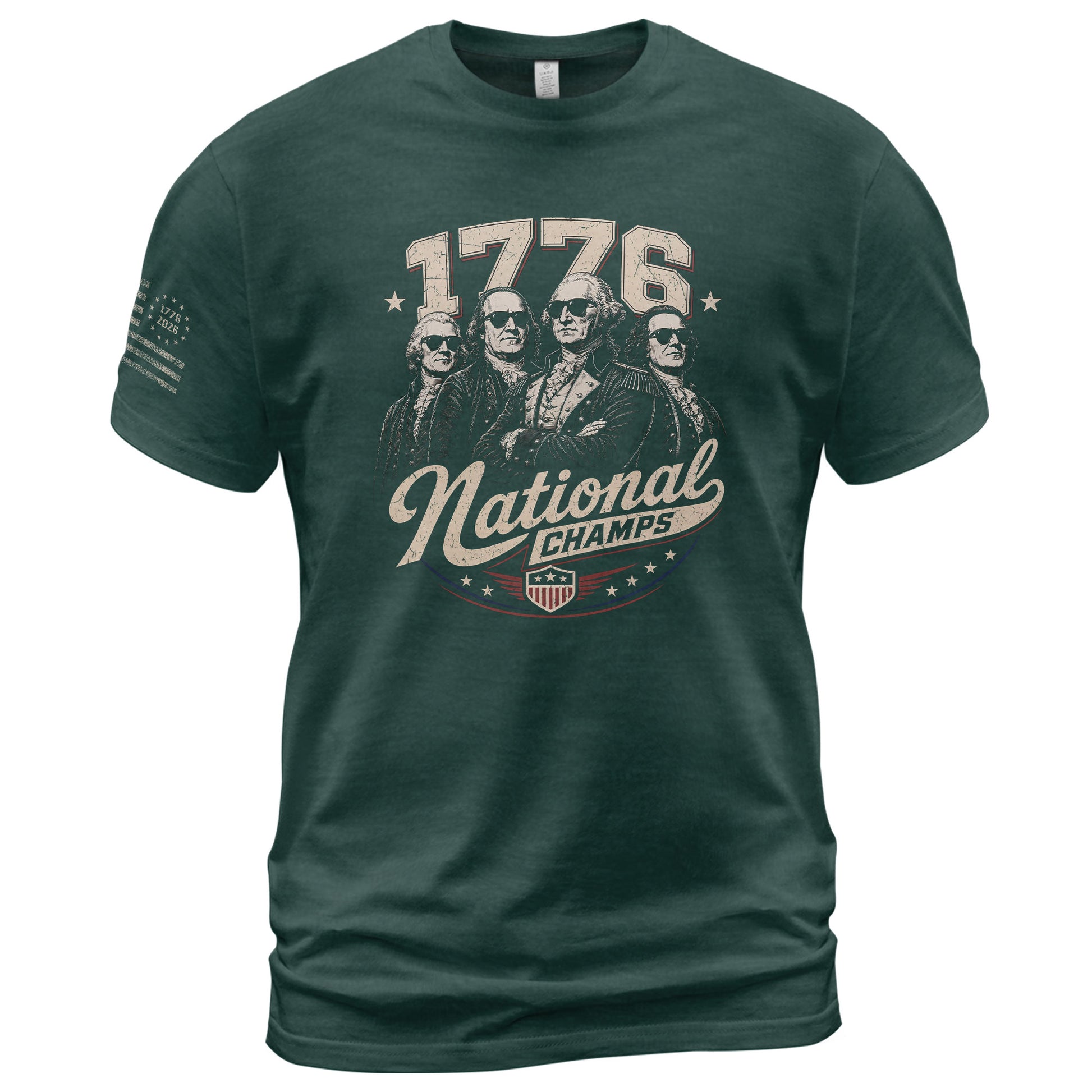 1776 National Champs Patriotic Top - Vintage Style Founding Fathers Graphic Shirt - Rust Field Wear
