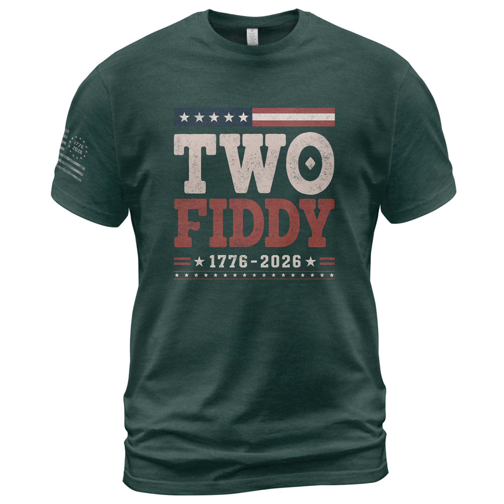 Two Fiddy 1776-2026 Patriotic T-Shirt - Vintage American Independence Graphic Tee - Rust Field Wear