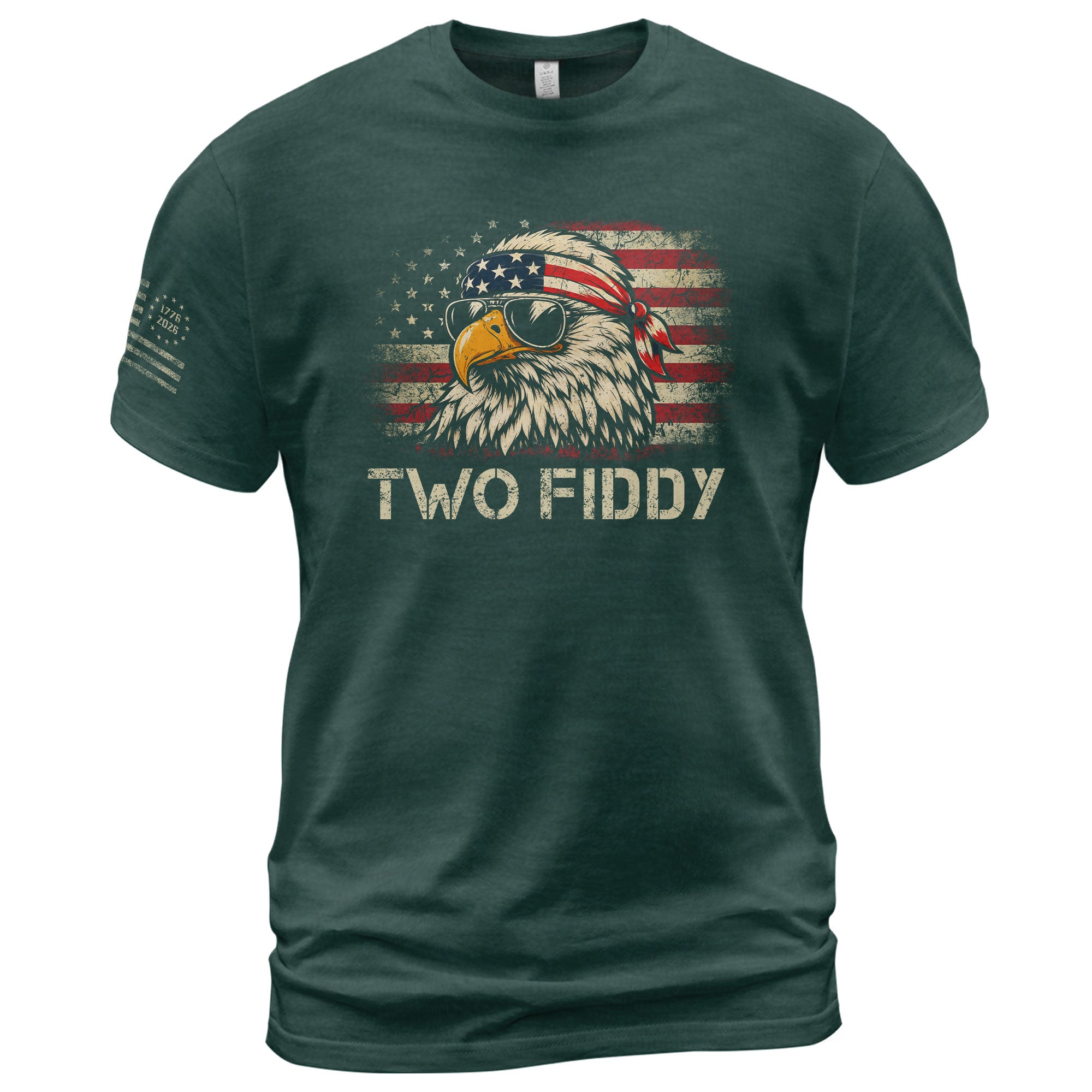 Two Fiddy Eagle Graphic T-Shirt - Vintage American Heritage Patriotic Celebration Tee - Rust Field Wear