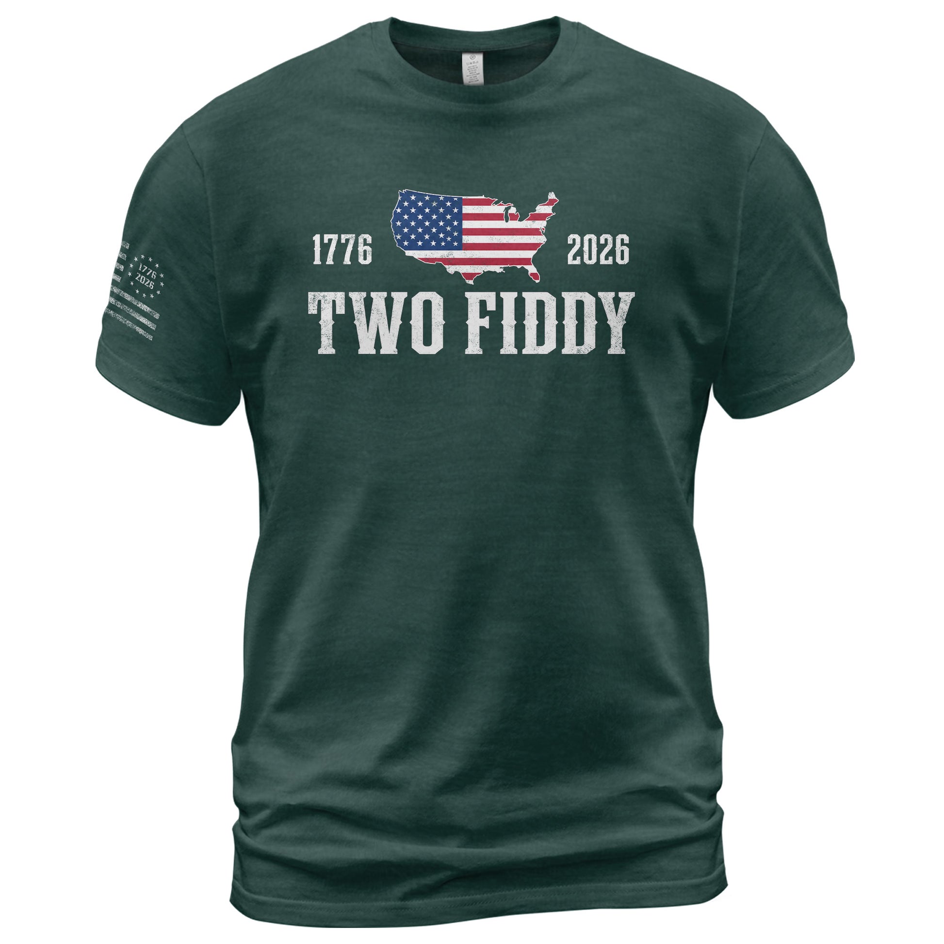 Patriotic Two Fiddy 1776-2026 Map Design - Classic American Anniversary Graphic Tee - Rust Field Wear