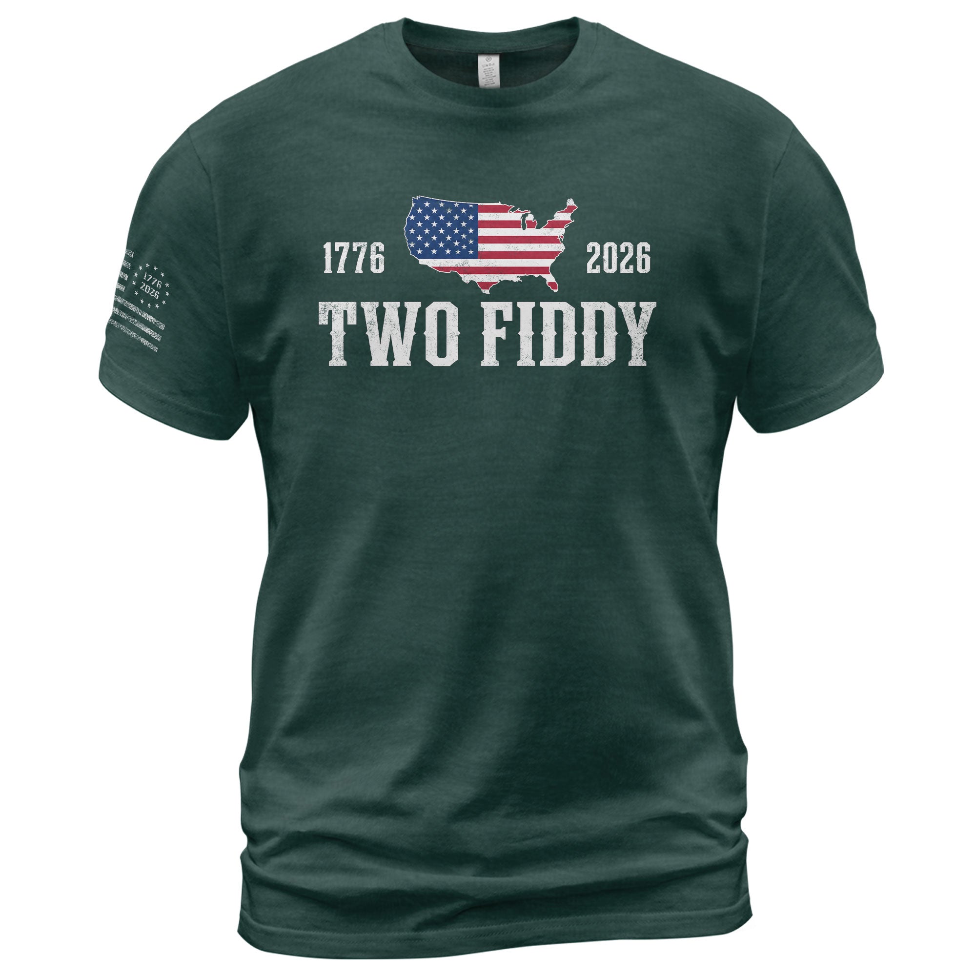 Patriotic Two Fiddy 1776-2026 Map Design - Classic American Anniversary Graphic Tee - Rust Field Wear