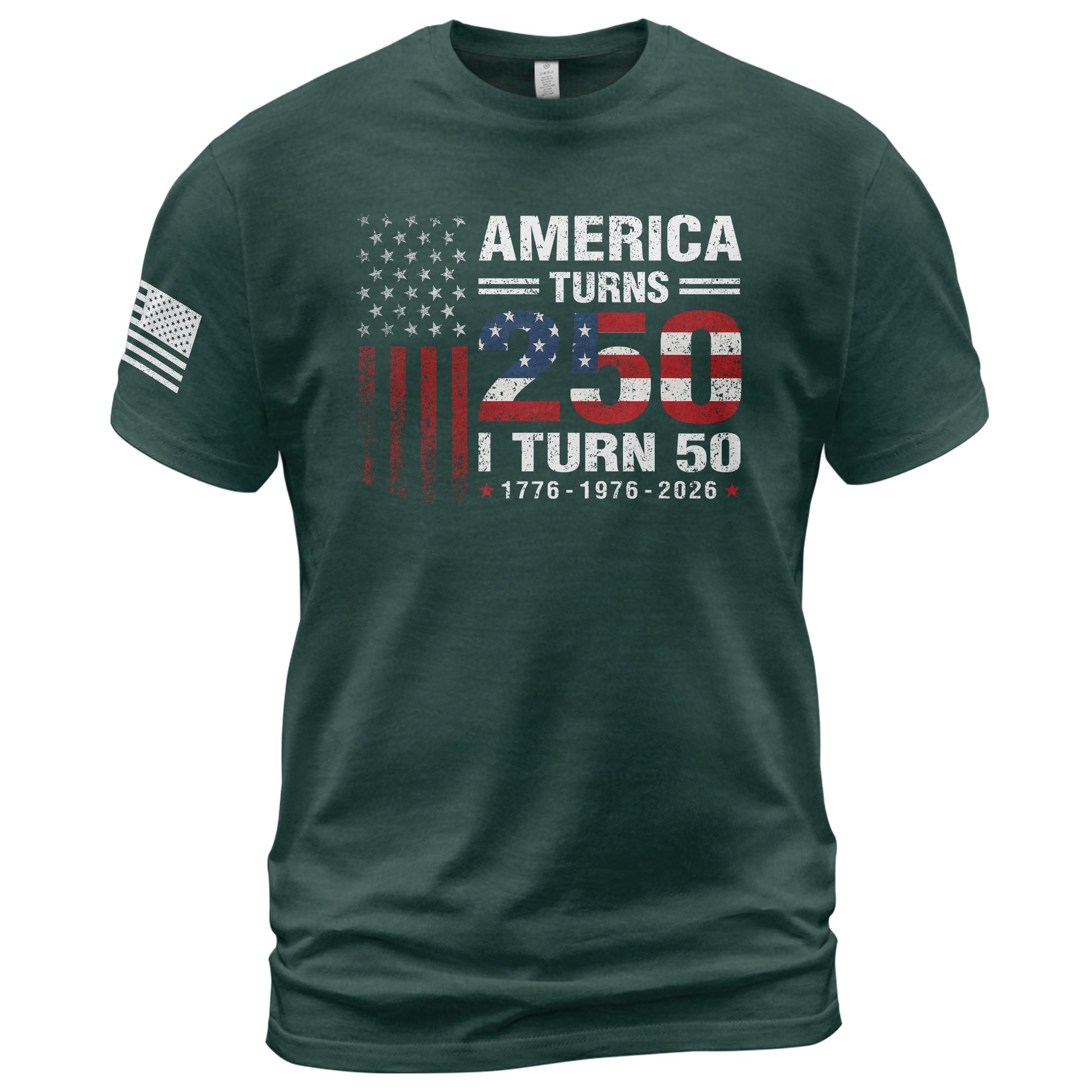 Vintage Style 250 & 50 Birthday Shirt: 1776-2026 Patriotic Anniversary Graphic Tee - Rust Field Wear