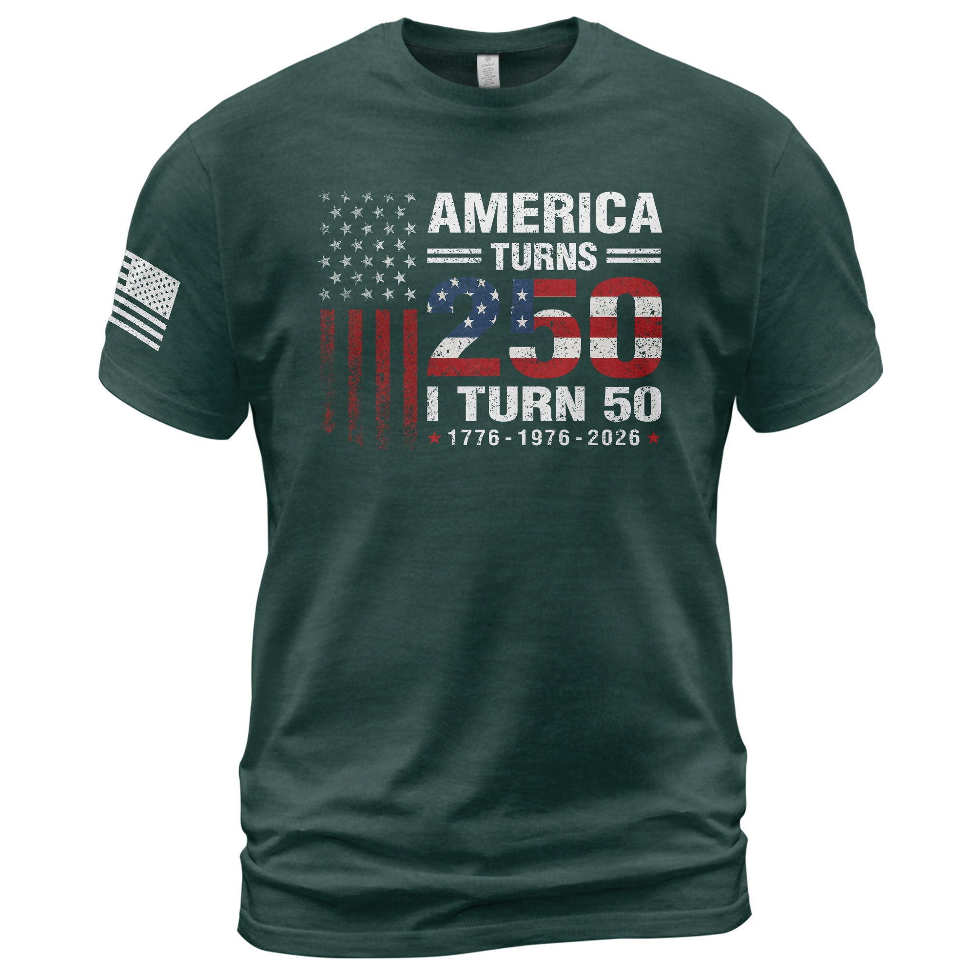 Vintage Style 250 & 50 Birthday Shirt: 1776-2026 Patriotic Anniversary Graphic Tee - Rust Field Wear