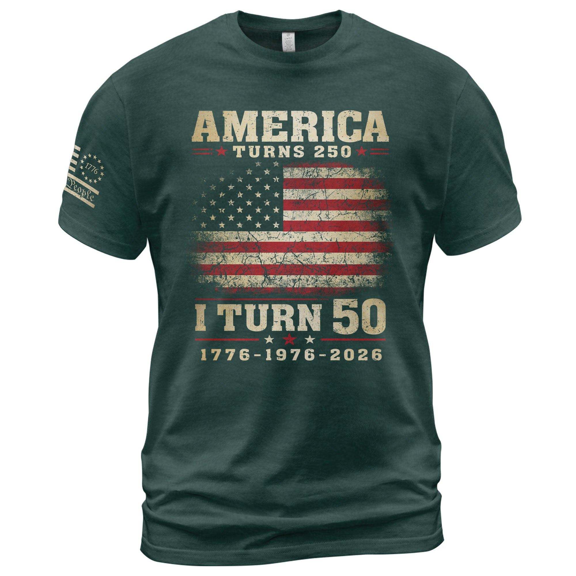 Patriotic 1776 2026 Birthday Tee Celebrating America Turns 250 And I Turn 50 Graphic Shirt - Rust Field Wear