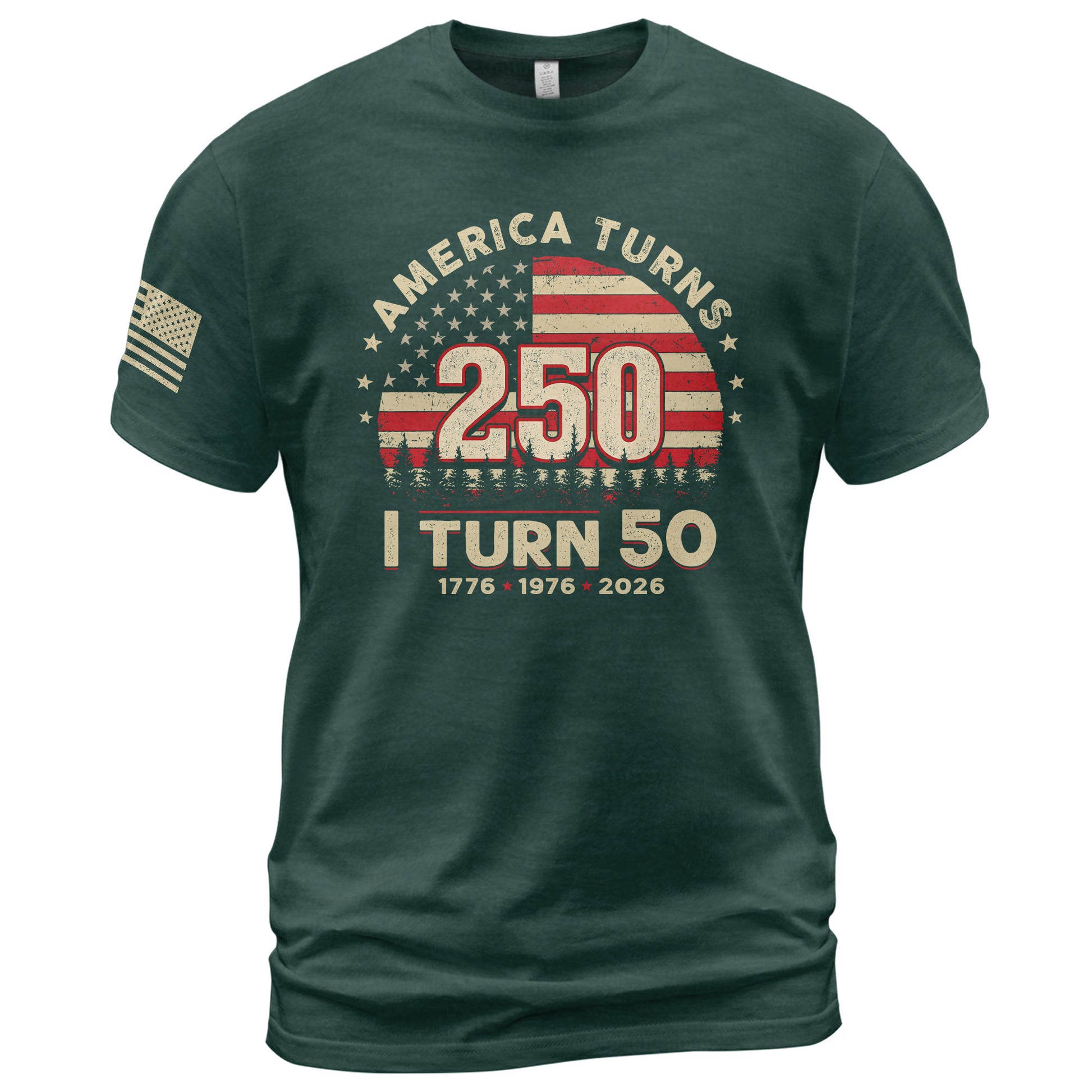Awesome 1776 2026 Birthday Shirt America Turns 250 And I Turn 50 Patriotic Graphic Tee - Rust Field Wear