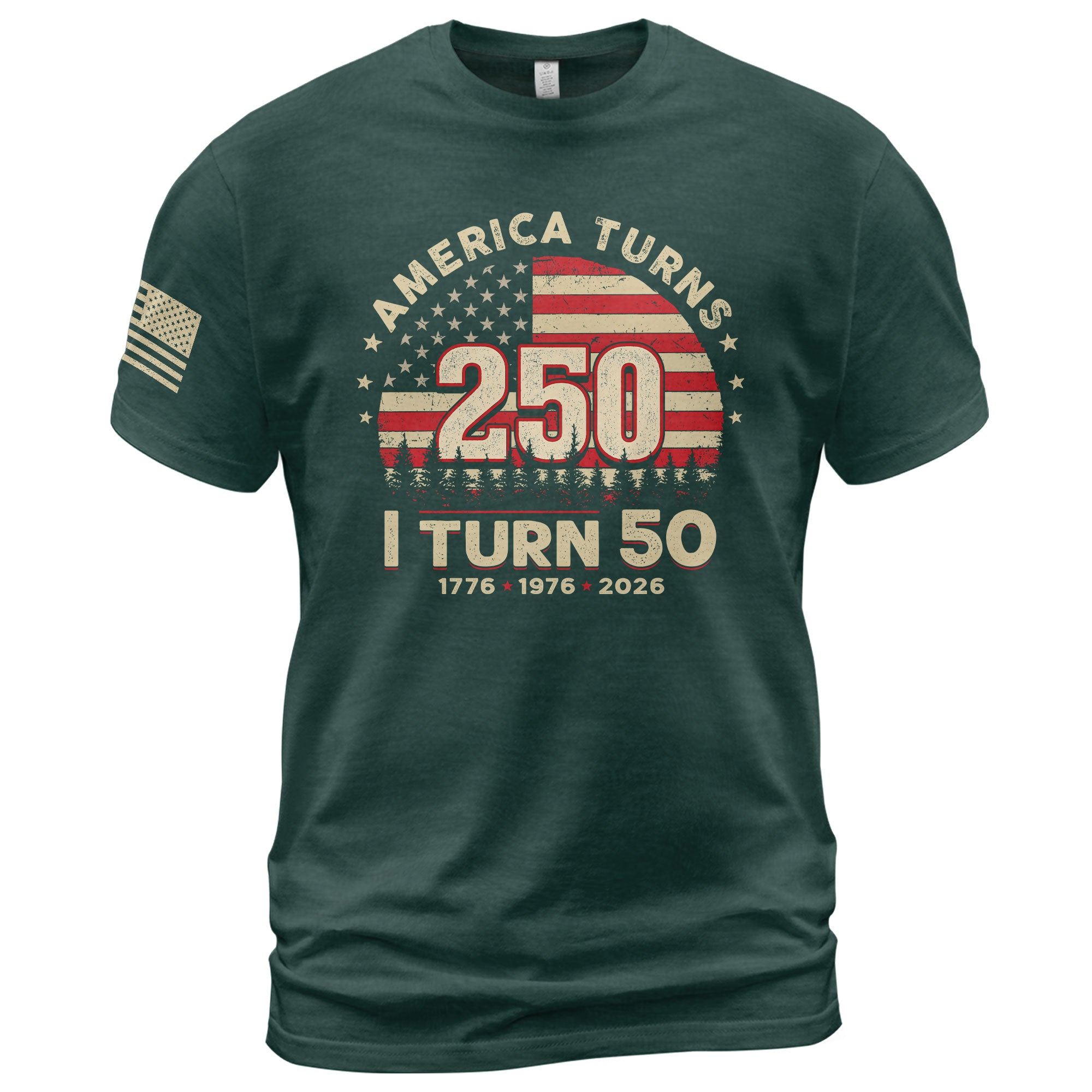 Awesome 1776 2026 Birthday Shirt America Turns 250 And I Turn 50 Patriotic Graphic Tee - Rust Field Wear