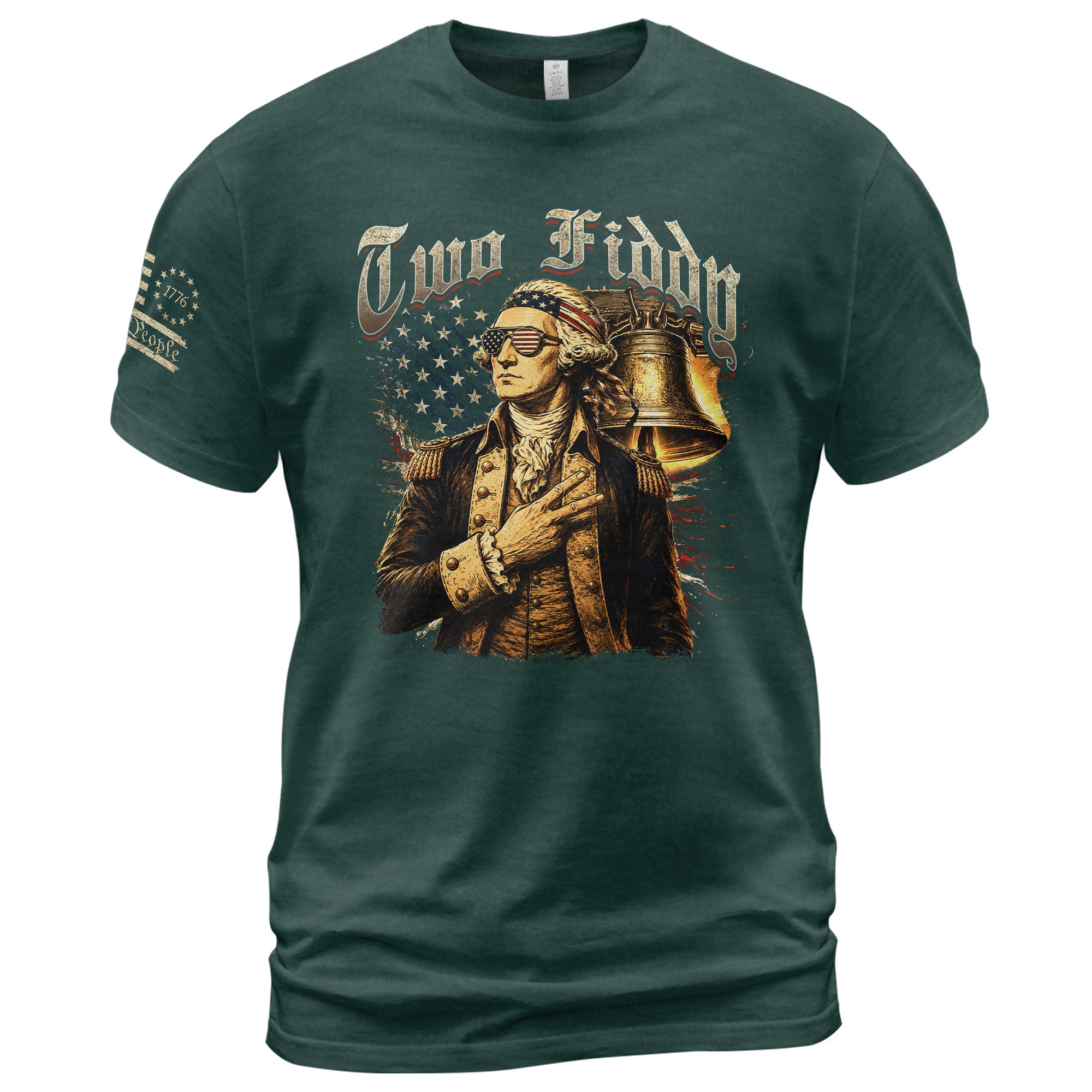 Two Fiddy George Washington Patriotic Graphic Tee Liberty Bell Heritage Style Shirt - Rust Field Wear