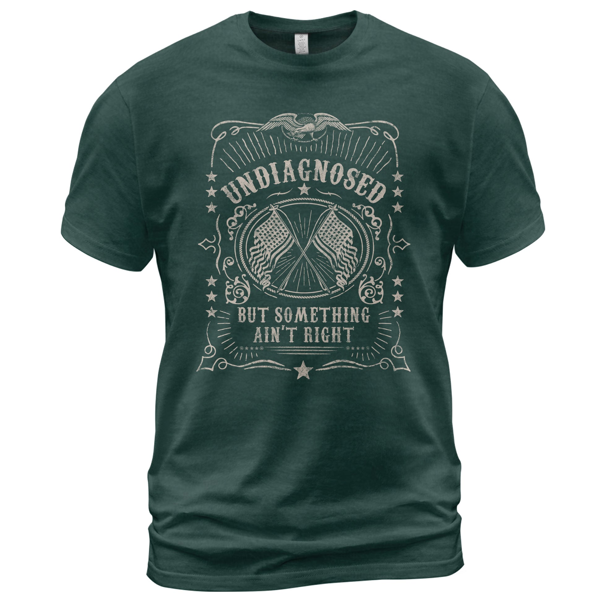 Undiagnosed But Something Ain't Right Graphic Tee Vintage Eagle Flag Patriotic Shirt - Rust Field Wear