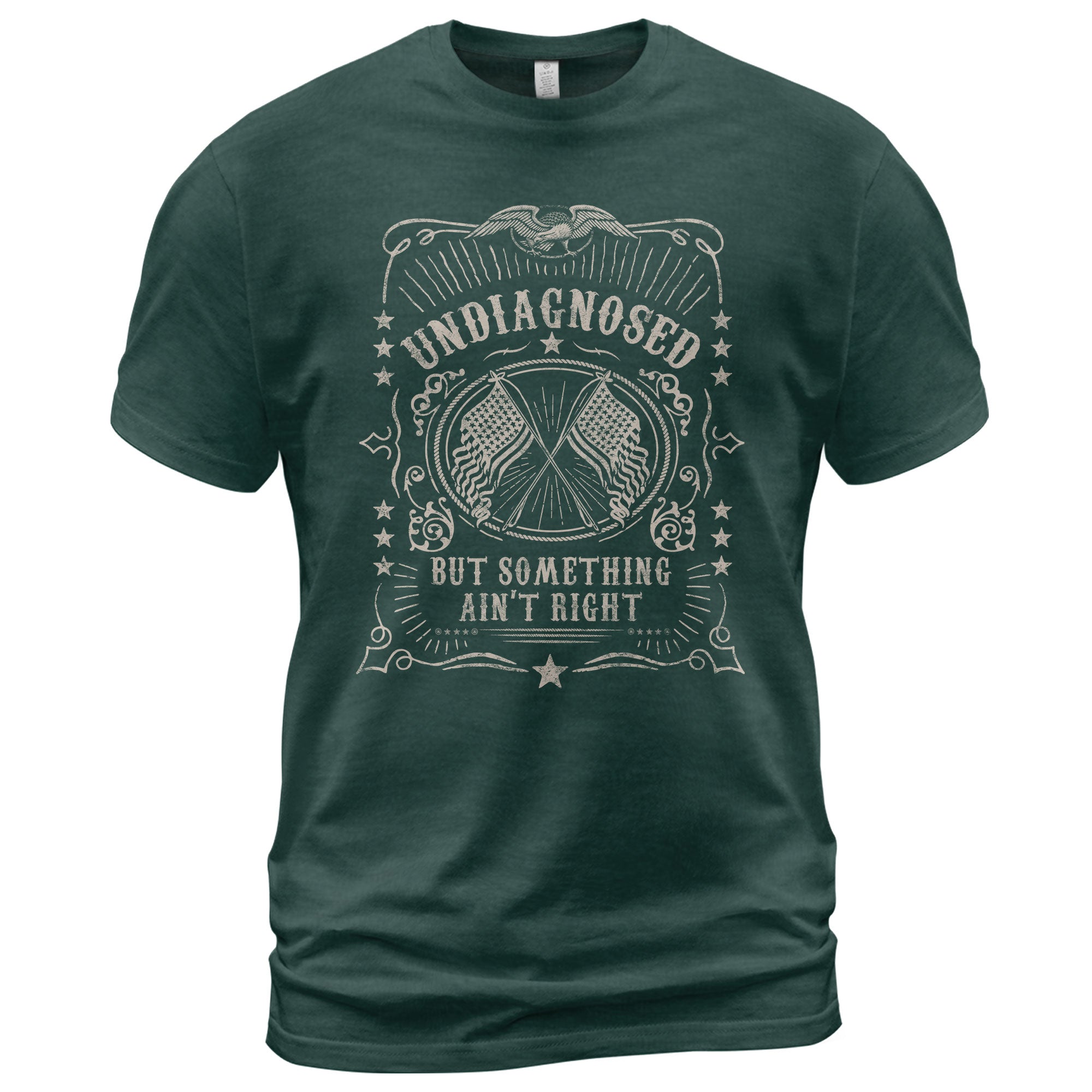 Undiagnosed But Something Ain't Right Graphic Tee Vintage Eagle Flag Patriotic Shirt - Rust Field Wear